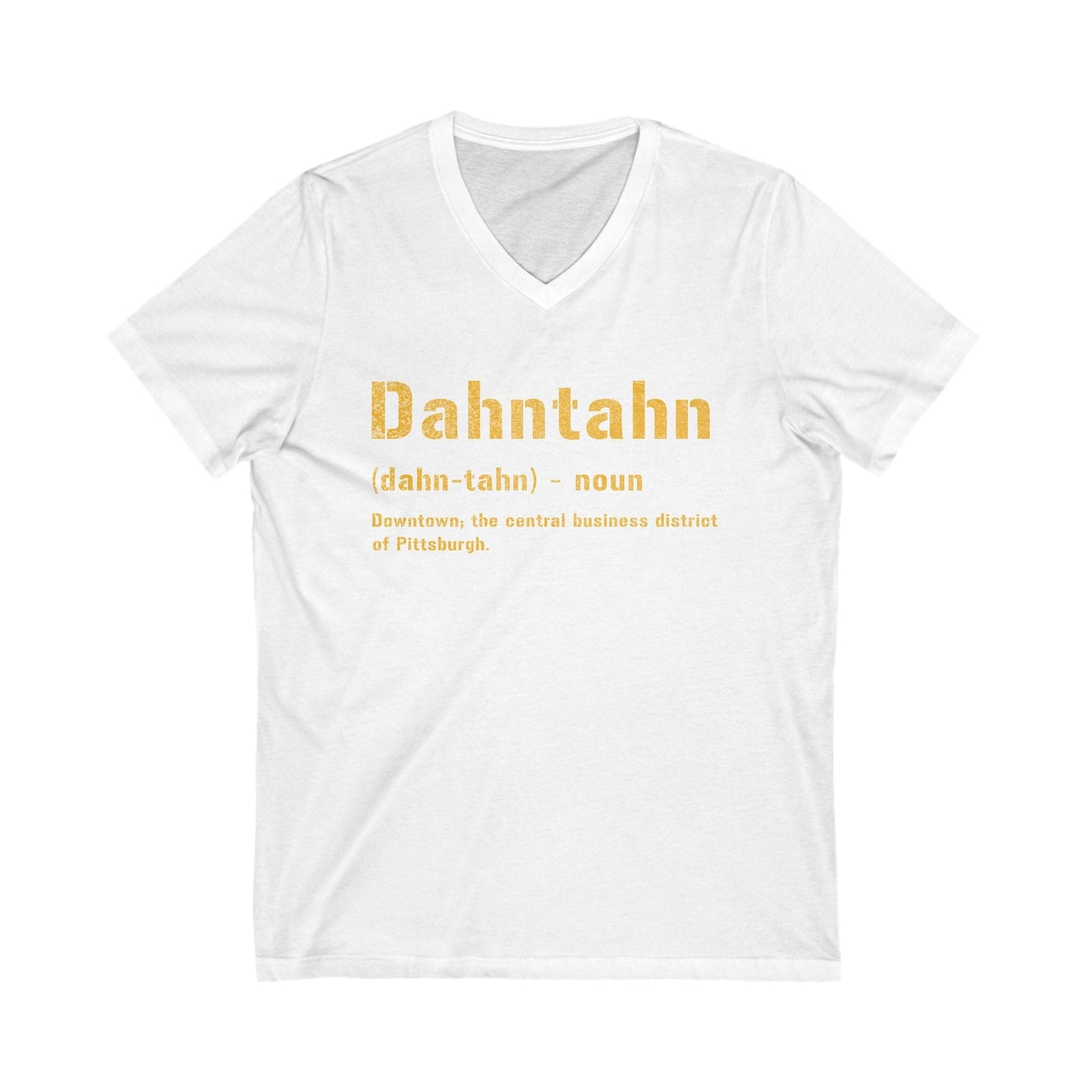 Dahntahn V-Neck Tee - Pittsburghese Shirt V-neck Printify S White 