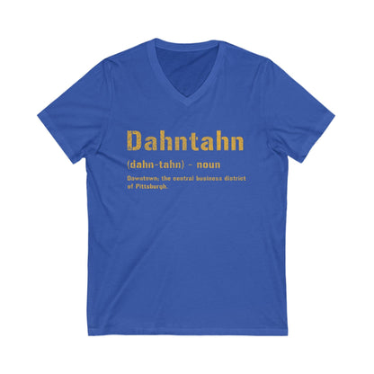 Dahntahn V-Neck Tee - Pittsburghese Shirt V-neck Printify S True Royal 