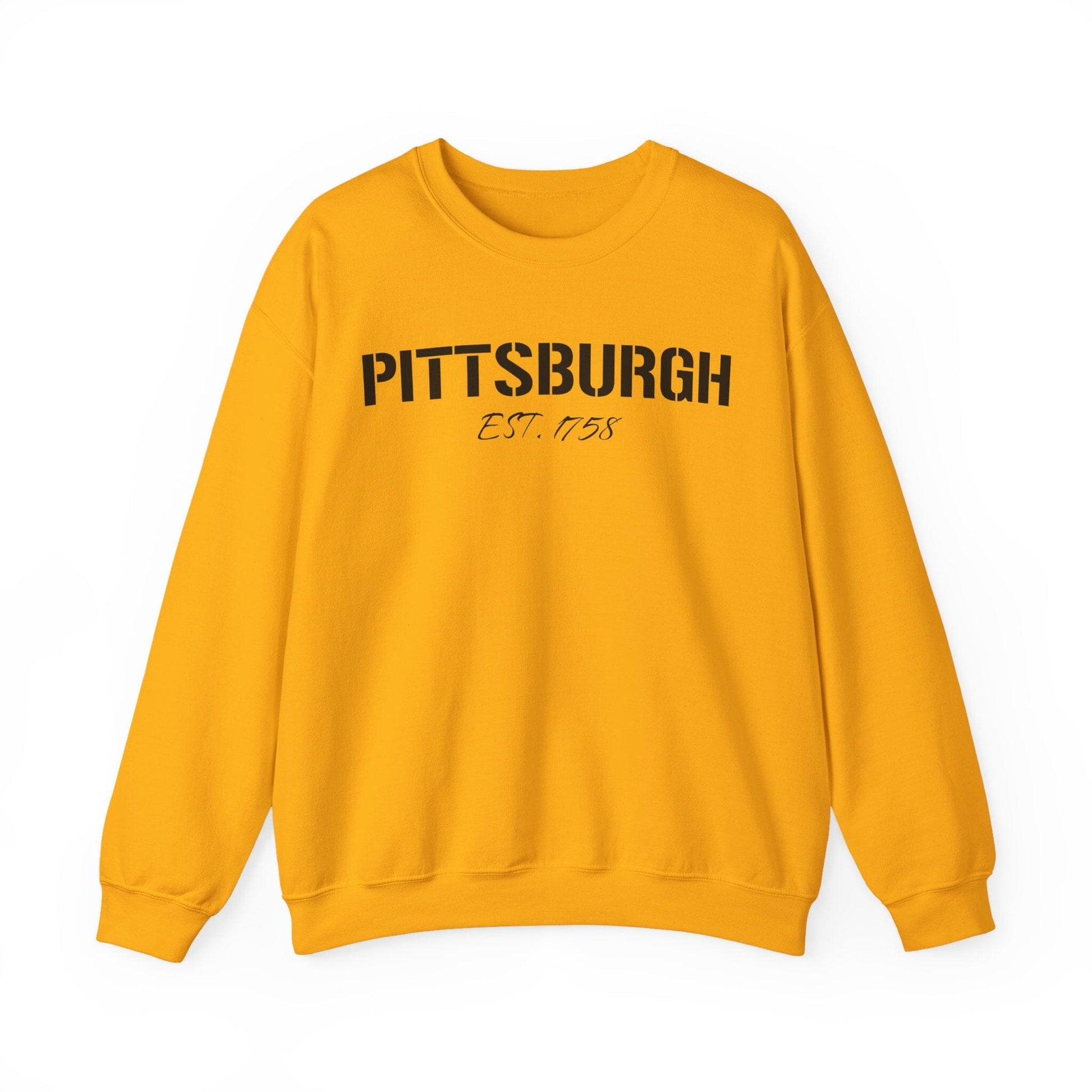 Pittsburgh EST 1758 Sweatshirt - Steel City Crewneck Sweatshirt Yinzergear S Gold 