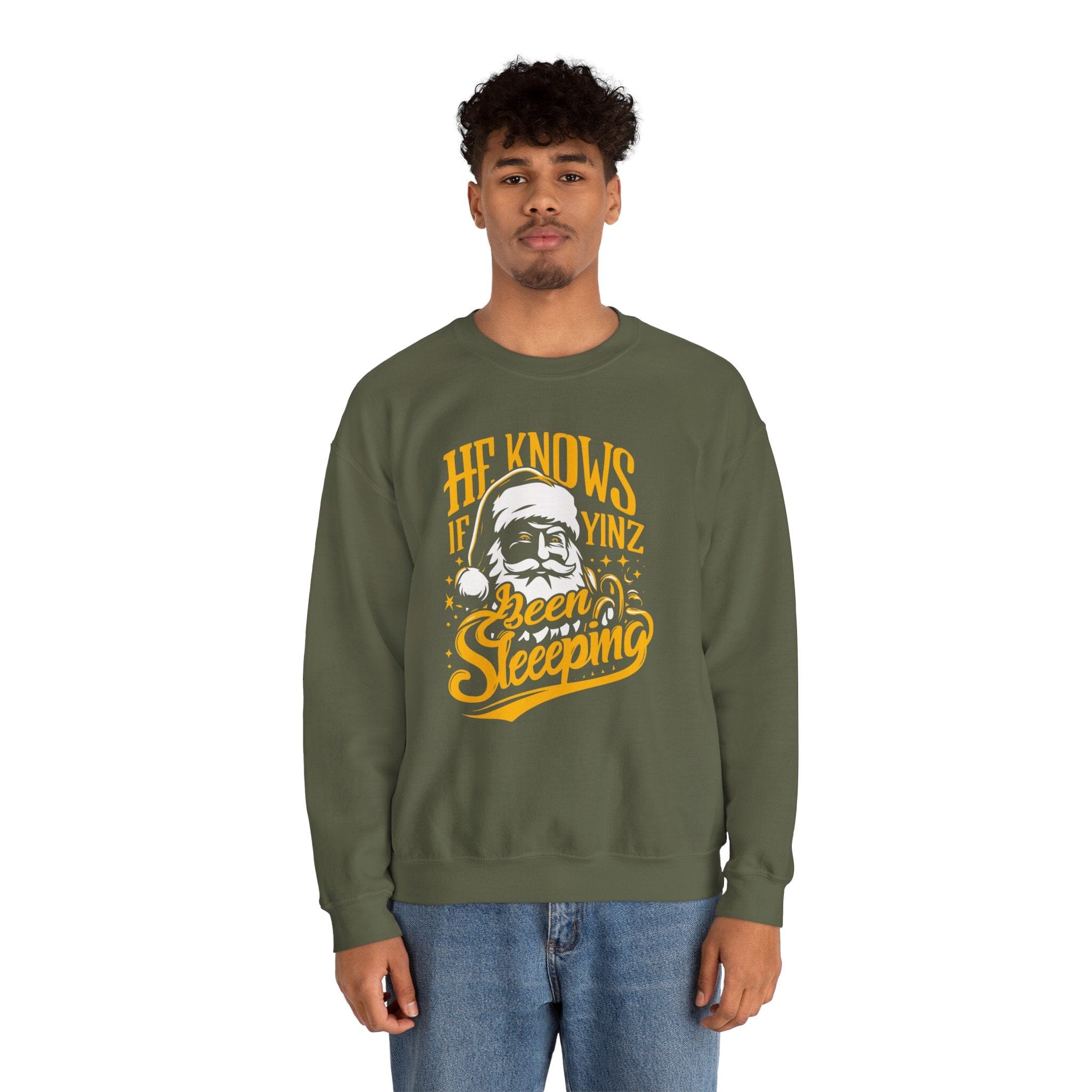 Yinzer Santa Christmas Sweatshirt Pittsburgh sweatshirt product image mockup view | Yinzergear