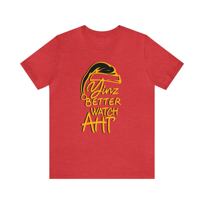 Yinz Better Watch Aht T-Shirt – Pittsburgh Santa Claus Christmas Tee T-Shirt Printify Heather Red XS 