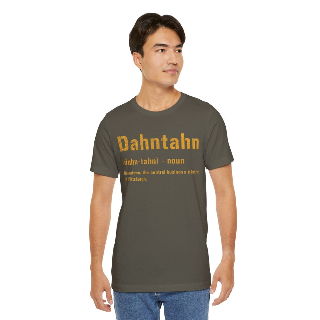 Dahntahn Pittsburghese definition tee product image mockup view | Yinzergear