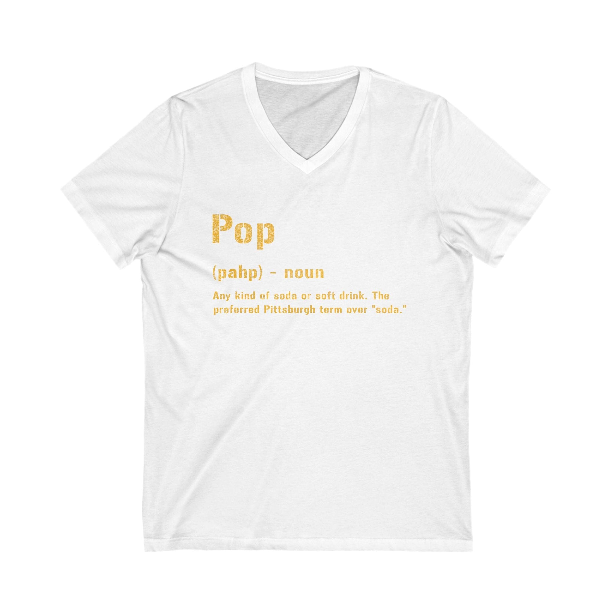 Pop Pittsburghese V-Neck T-shirt on white v-neck tee | Yinzergear