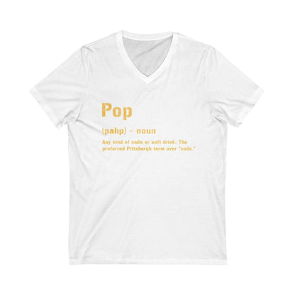 Pop V-Neck Tee - Pittsburghese Shirt V-neck Printify S White 