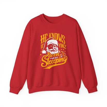 Yinzer Santa Crewneck - Pittsburgh Christmas Sweatshirt Sweatshirt Printify Red S 