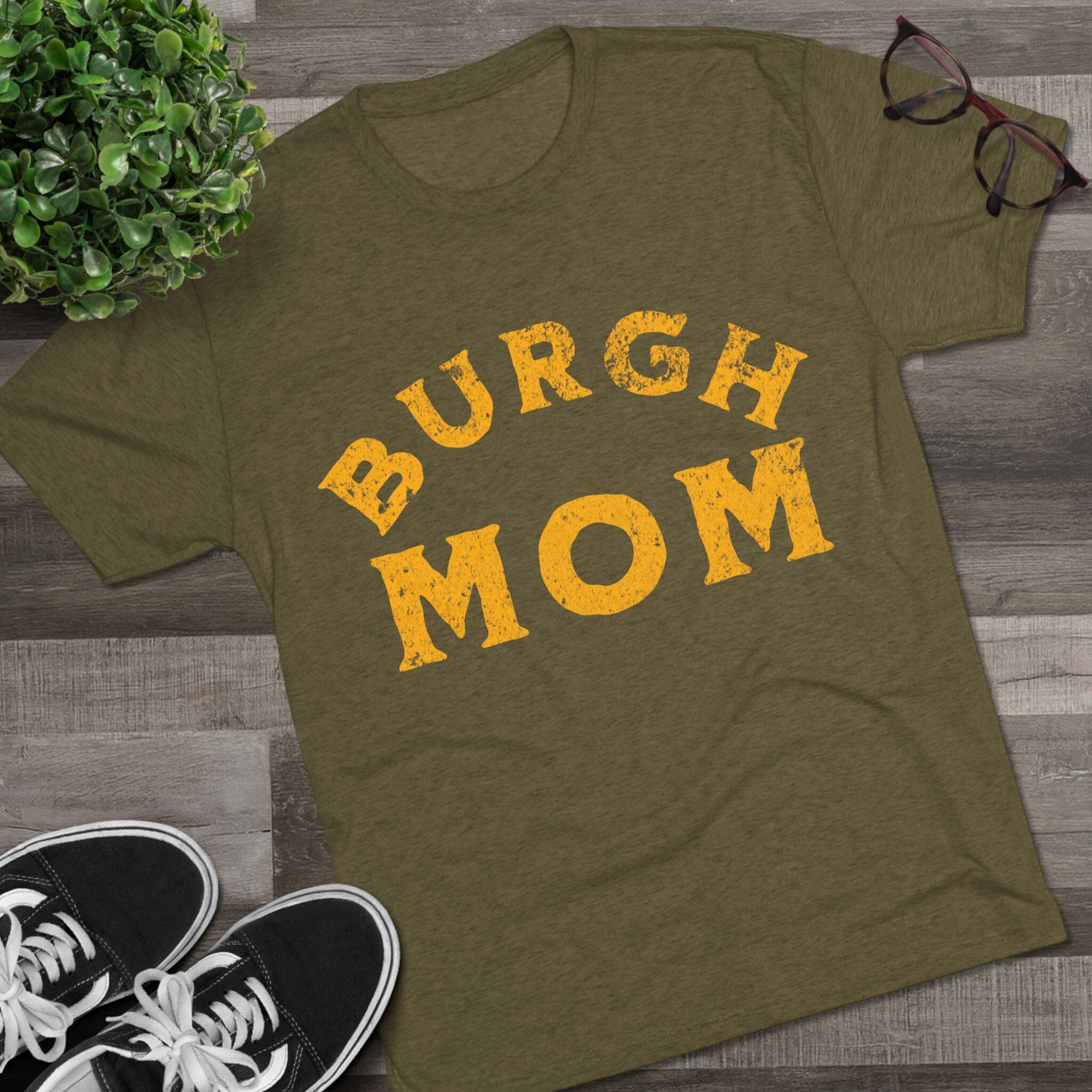 Burgh Mom Yinzer Tri-Blend T-Shirt product image alternate view 3 | Yinzergear