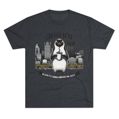 Coffee N'At Tri-Blend Tee - Pittsburgh Coffee Lover Gift T-Shirt Printify S Tri-Blend Vintage Navy 