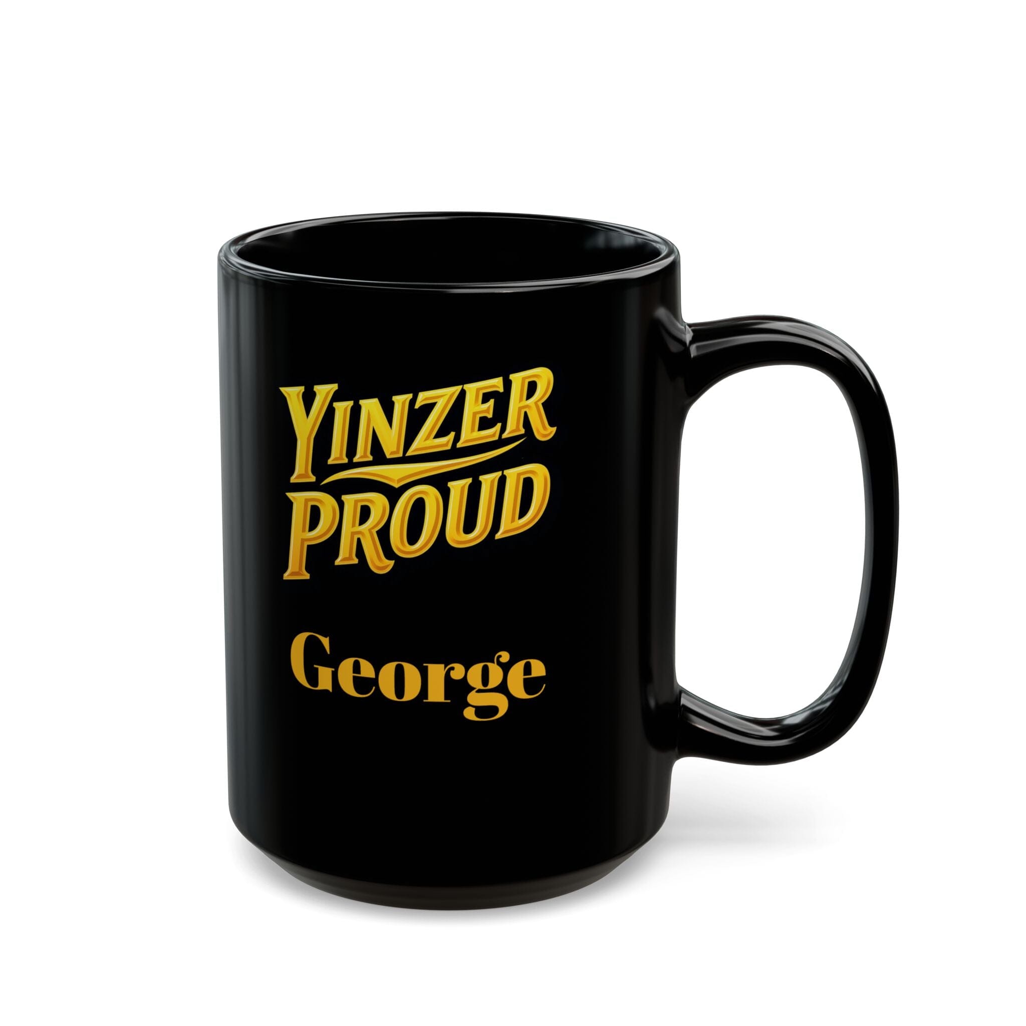 Custom Black Ceramic Mug in black mockup view | Yinzergear