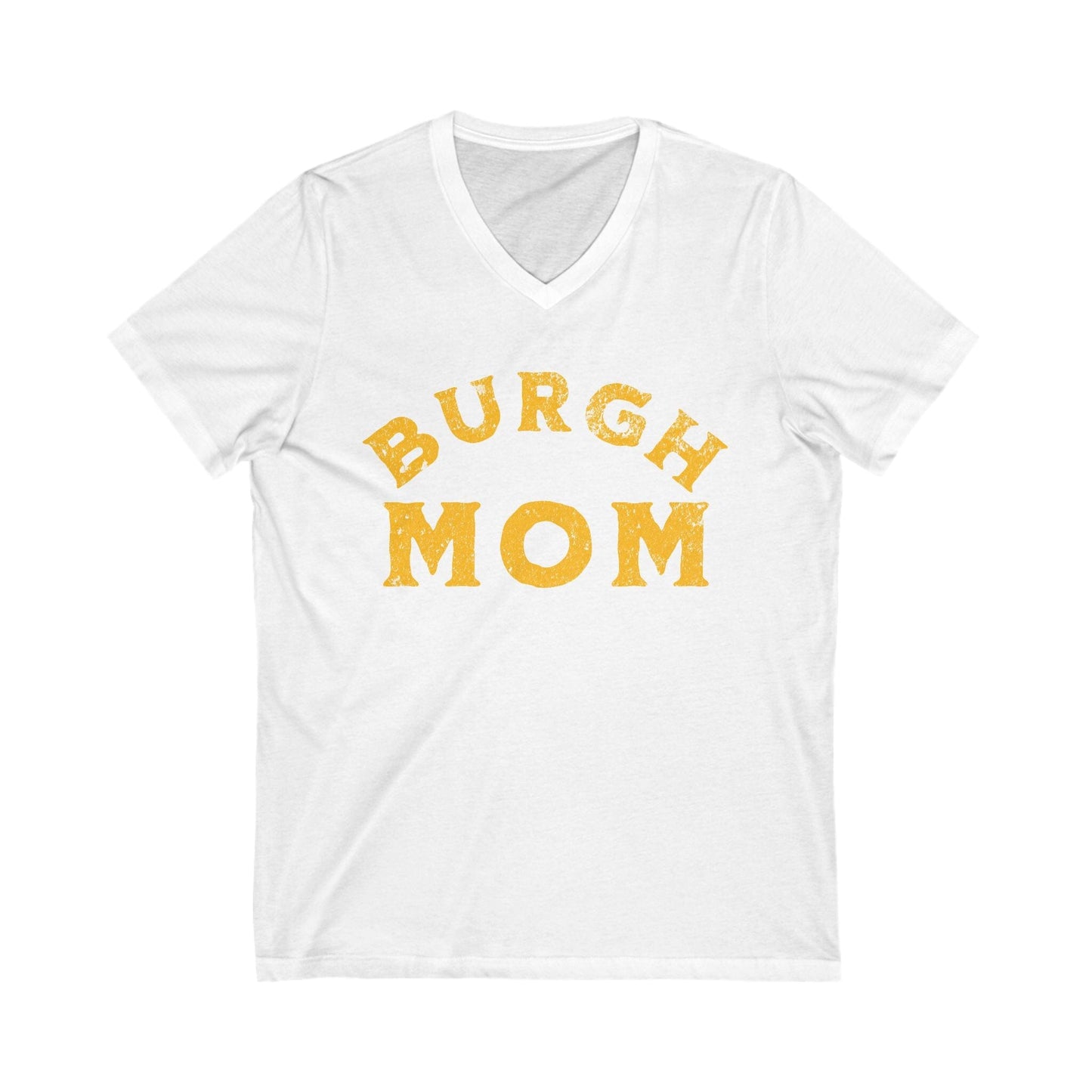 Burgh Mom V-Neck Tee - Pittsburgh Mother's Day Gift V-neck Printify S White 