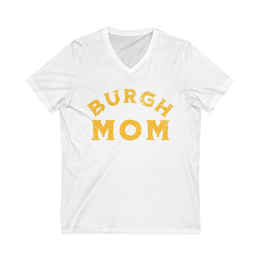Burgh Mom V-Neck Tee - Pittsburgh Mother's Day Gift V-neck Printify S White 
