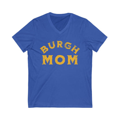 Burgh Mom V-Neck Tee - Pittsburgh Mother's Day Gift V-neck Printify S True Royal 