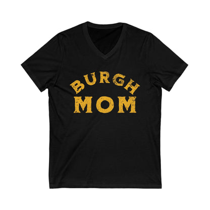 Burgh Mom V-Neck Tee - Pittsburgh Mother's Day Gift V-neck Printify S Black 