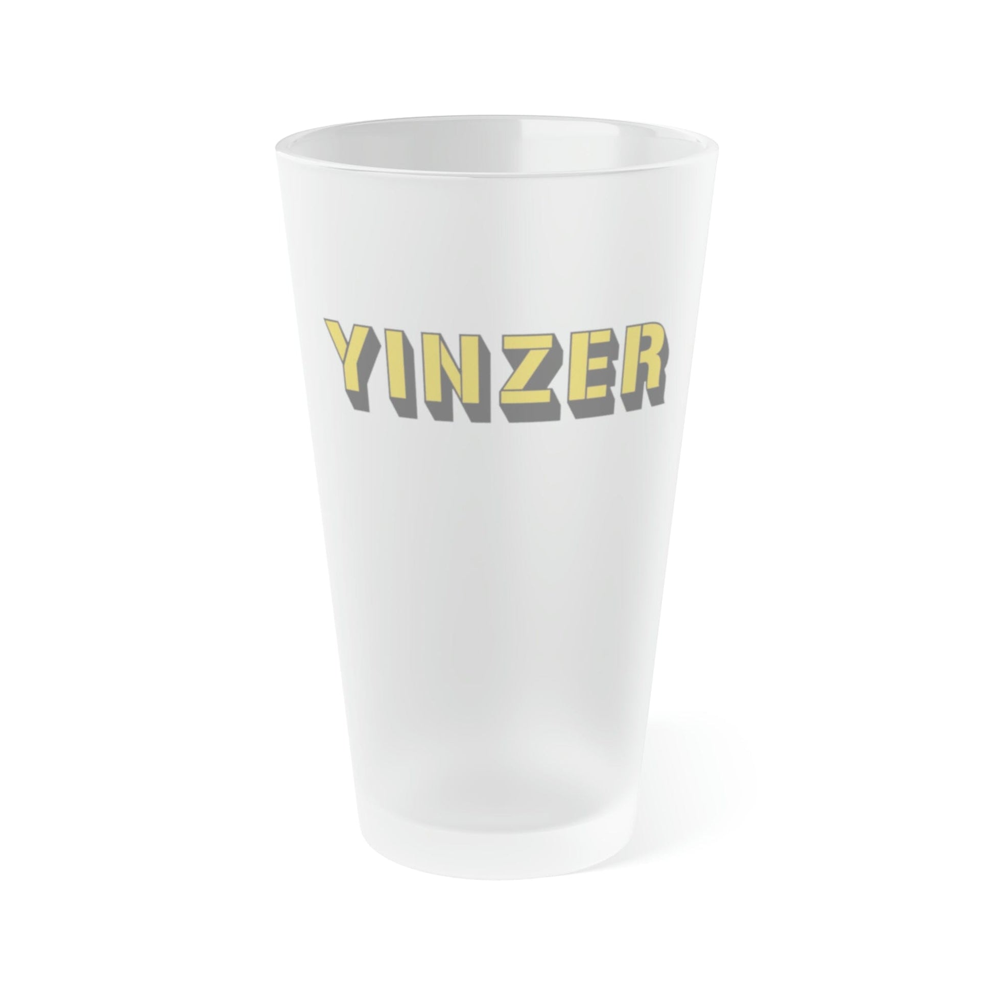 Yinzer Frosted Pint Glass, Personalized or Plain,16oz Yinzer Beer Mug, Steel City Beer, Pittsburgh Drinkware, 412 Yinzer, Burgh Glass Mug Printify 