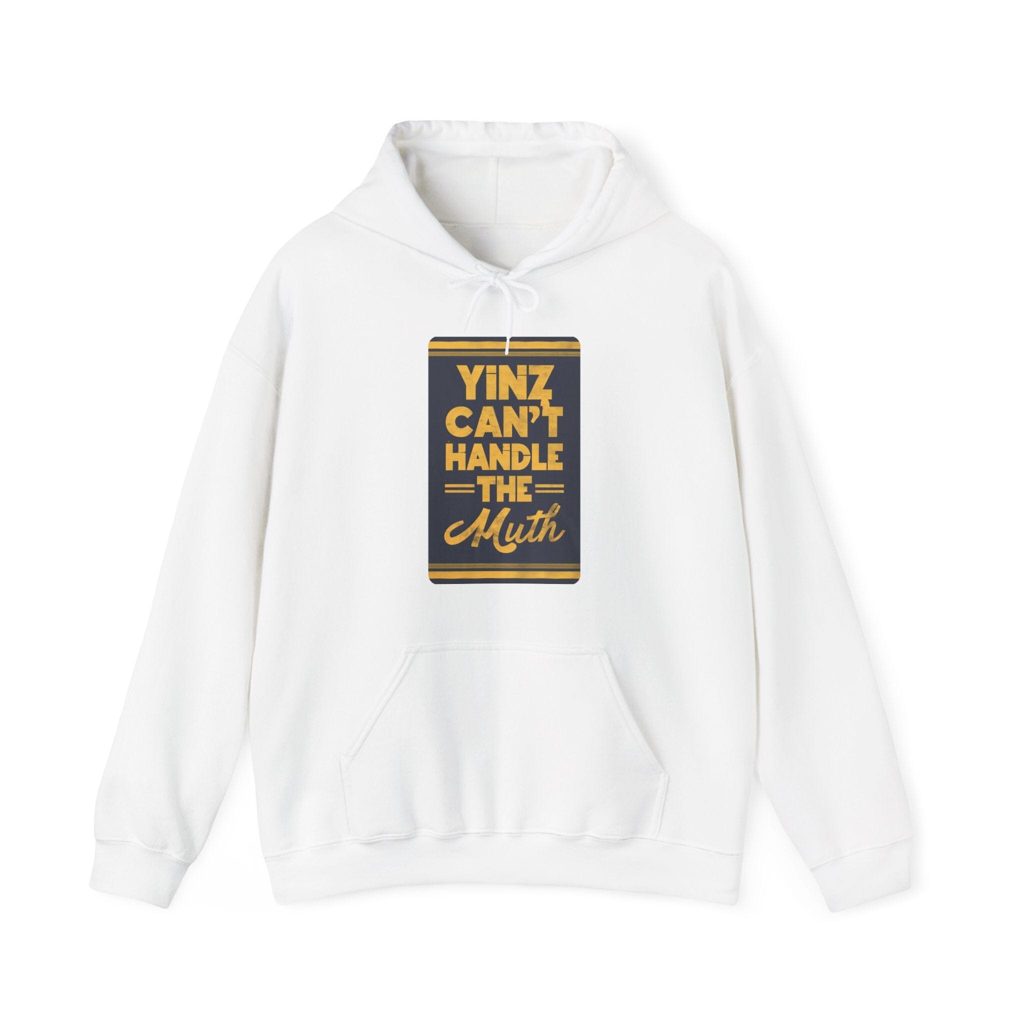 Yinz Can't Handle the Muth Pittsburgh Football Hoodie on white hoodie | Yinzergear
