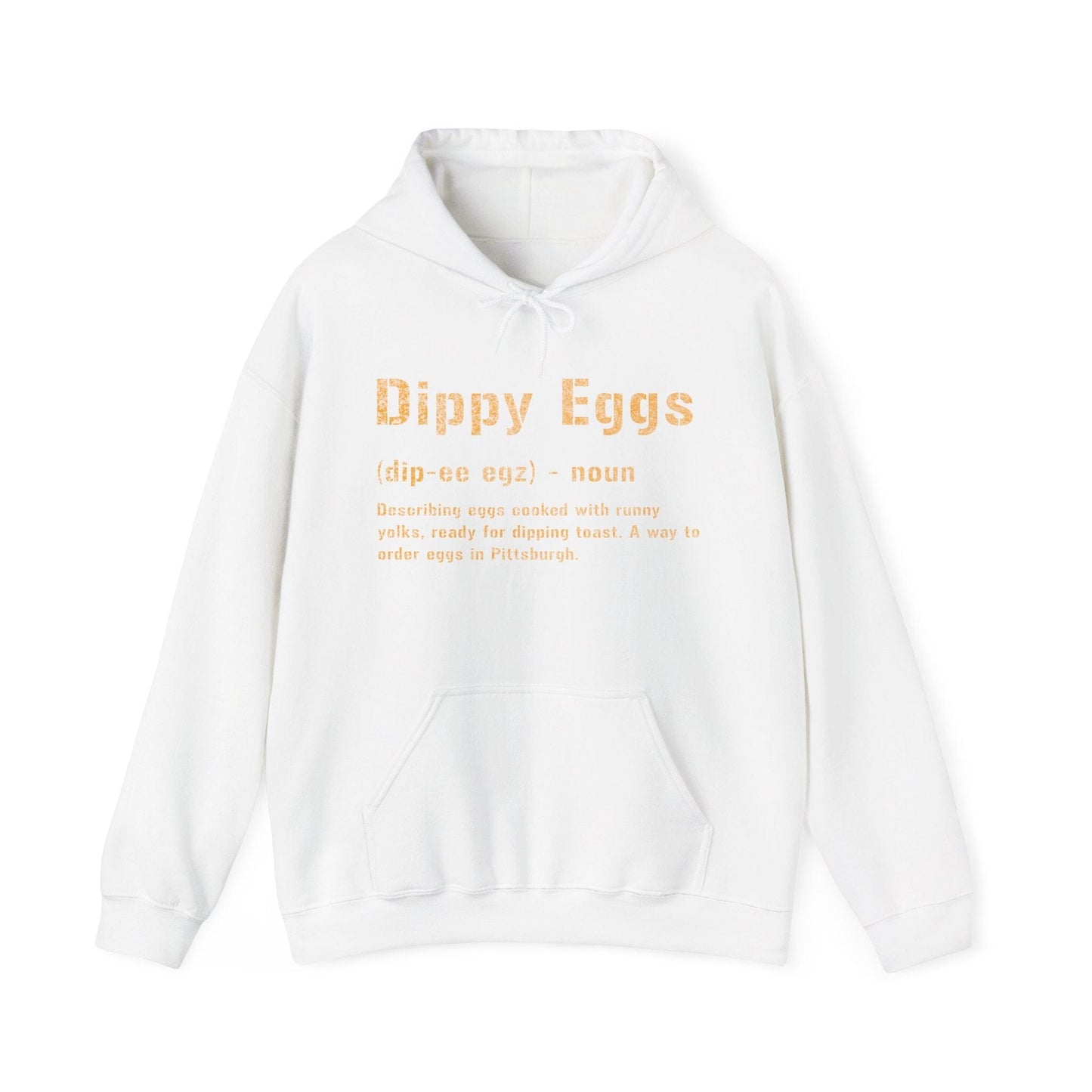 Dippy Eggs Yinzer Hoodie | Pittsburghese Apparel | Steel City Slang Hoodie Yinzergear White S 