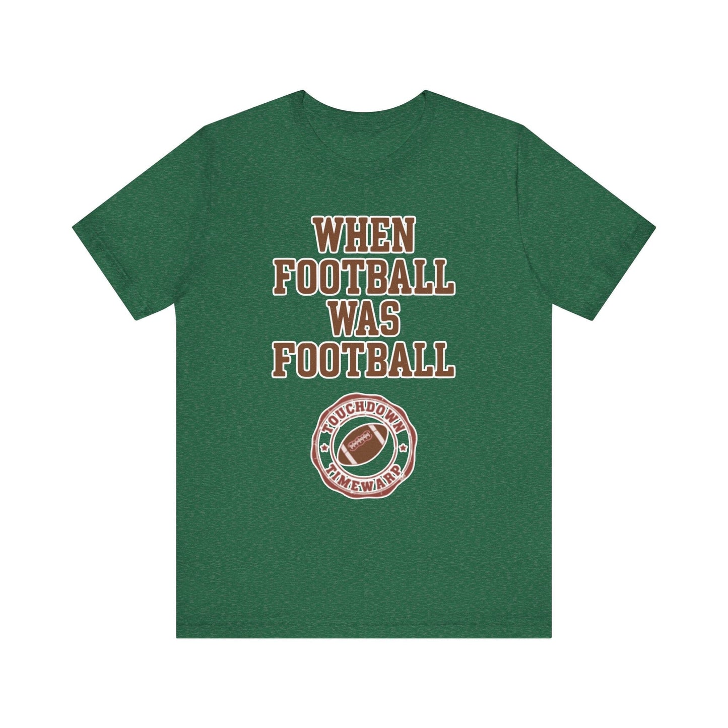 When Football Was Football T-Shirt - Touchdown Timewarp T-Shirt Printify Heather Grass Green XS 