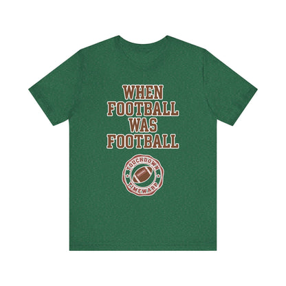 When Football Was Football T-Shirt - Touchdown Timewarp T-Shirt Printify Heather Grass Green XS 