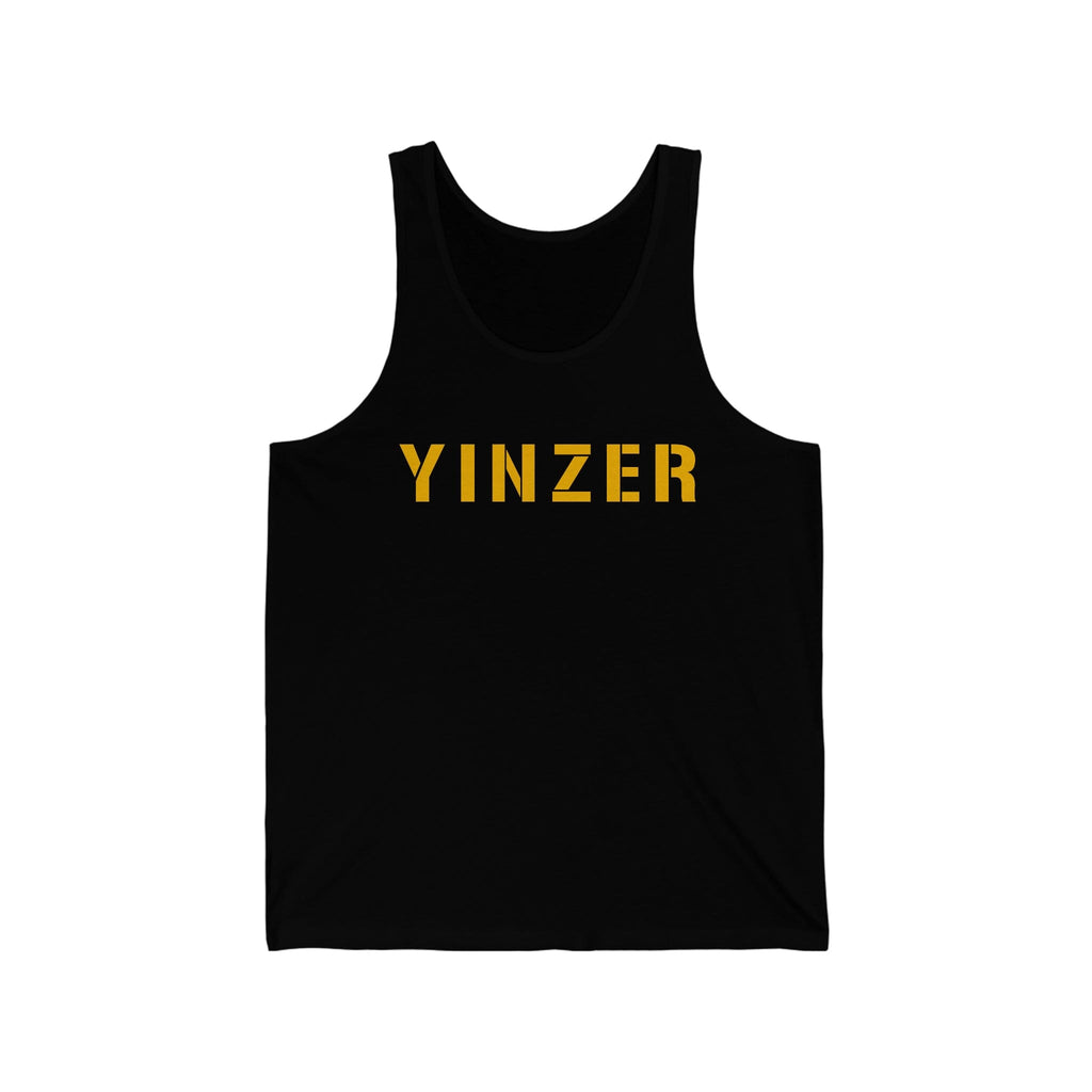 Yinzer tank top Pittsburgh tank top on black tank top | Yinzergear