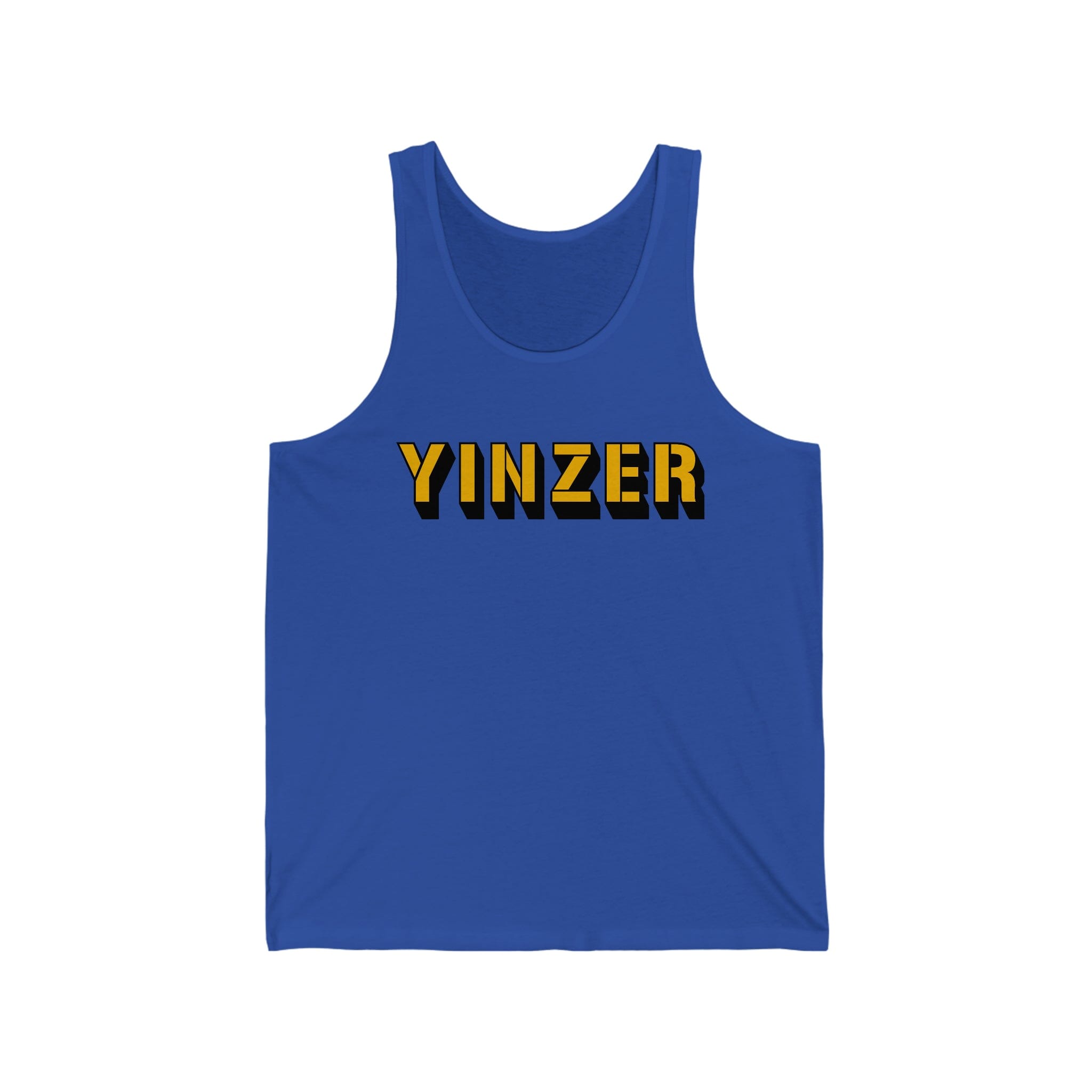 Yinzer tank top Pittsburgh tank top on royal blue tank top | Yinzergear