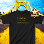 Redd Up Pittsburghese kids T-shirt on red kids shirt | Yinzergear