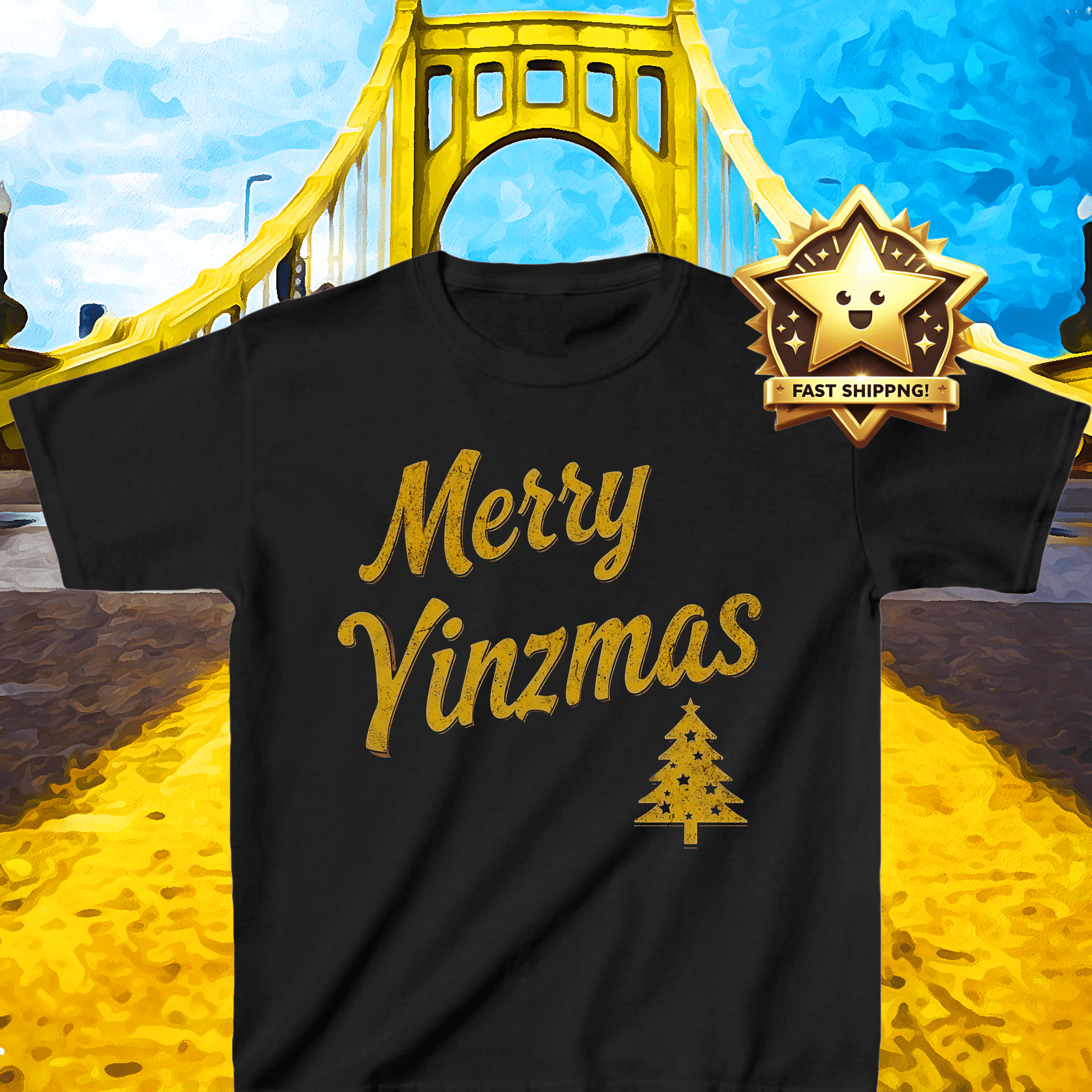 Merry Yinzmas Pittsburgh Christmas T-Shirt product image | Yinzergear