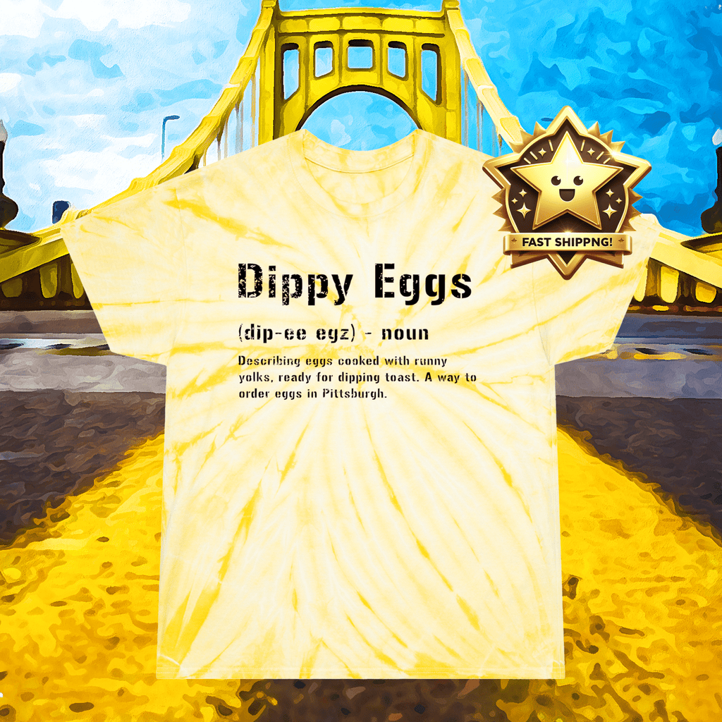 Dippy Eggs Pittsburghese Tie-Dye T-Shirt product image alternate view 4 | Yinzergear