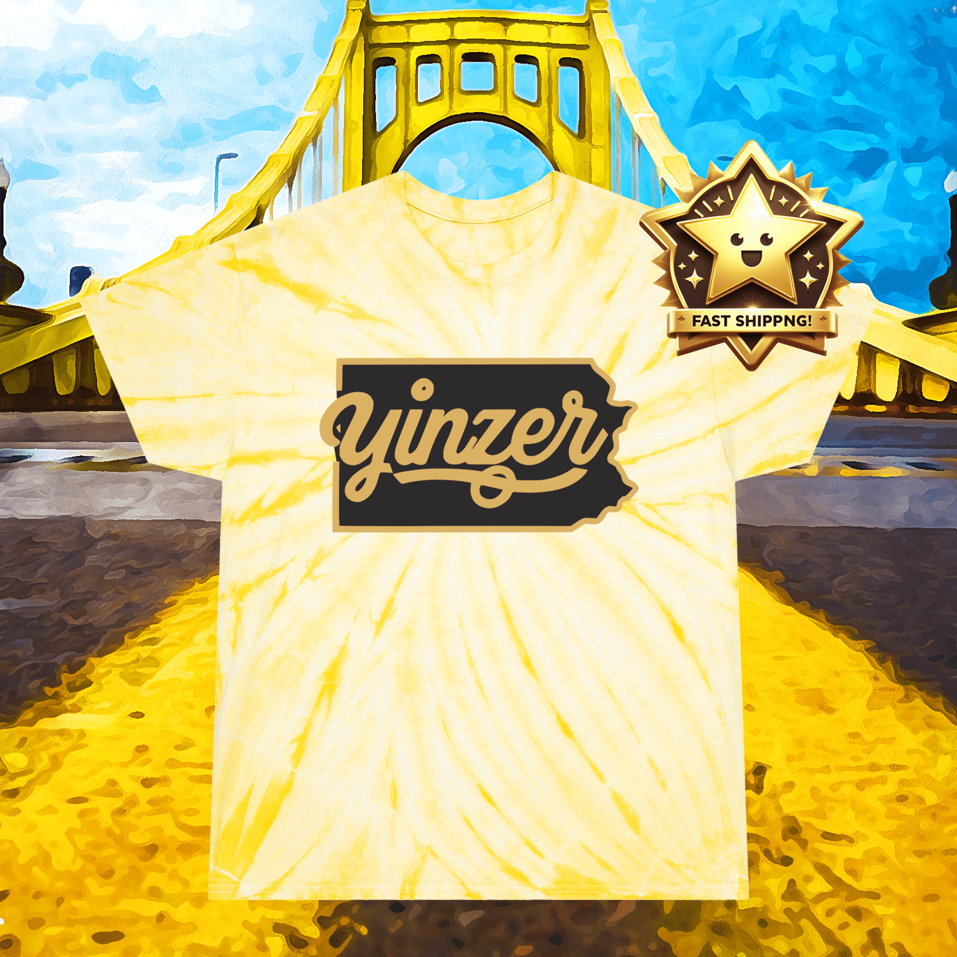 Yinzer State of Mind Tie-Dye T-Shirt Pittsburgh tee product image | Yinzergear