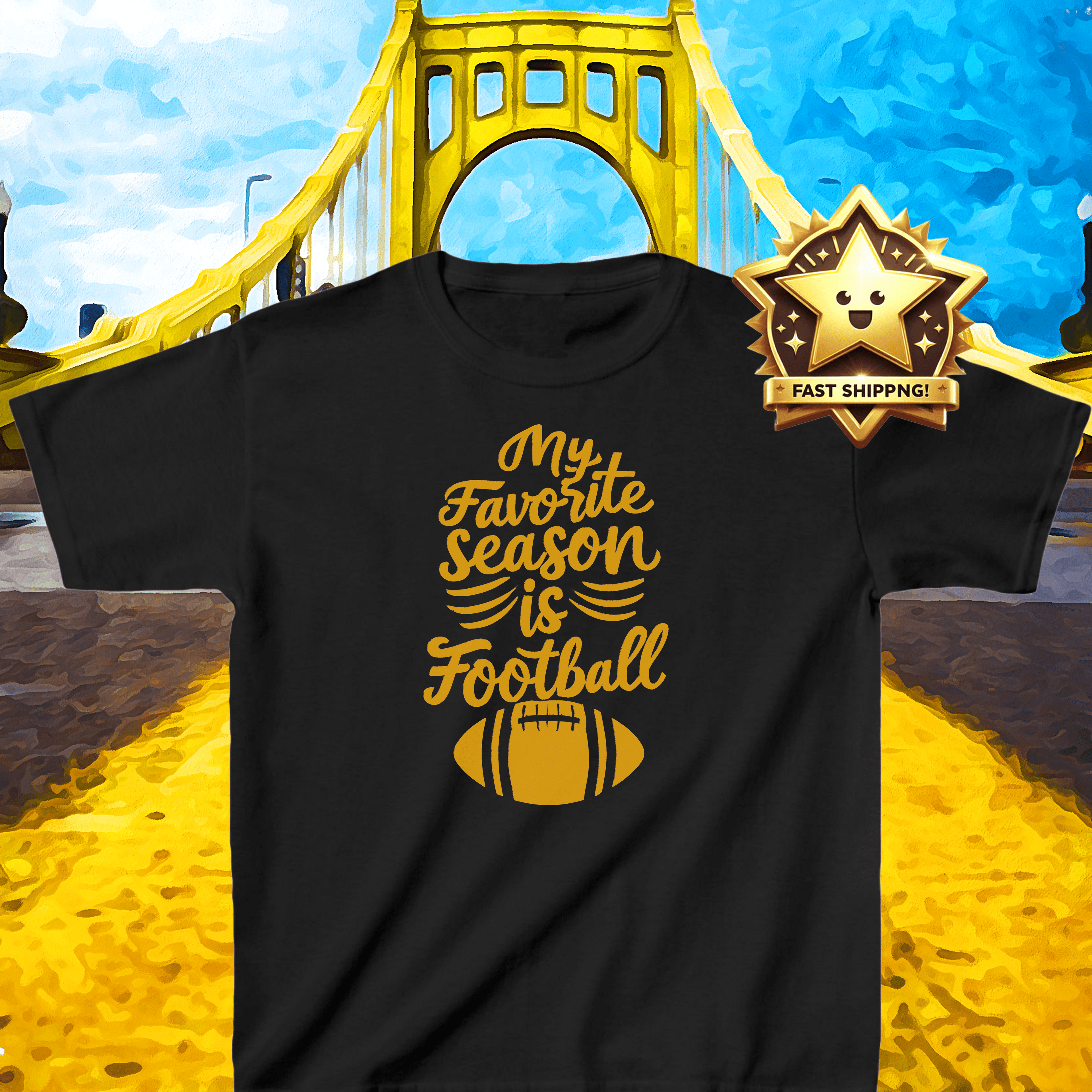 Football Season Kids T-Shirt Steelers football kids shirt product image | Yinzergear