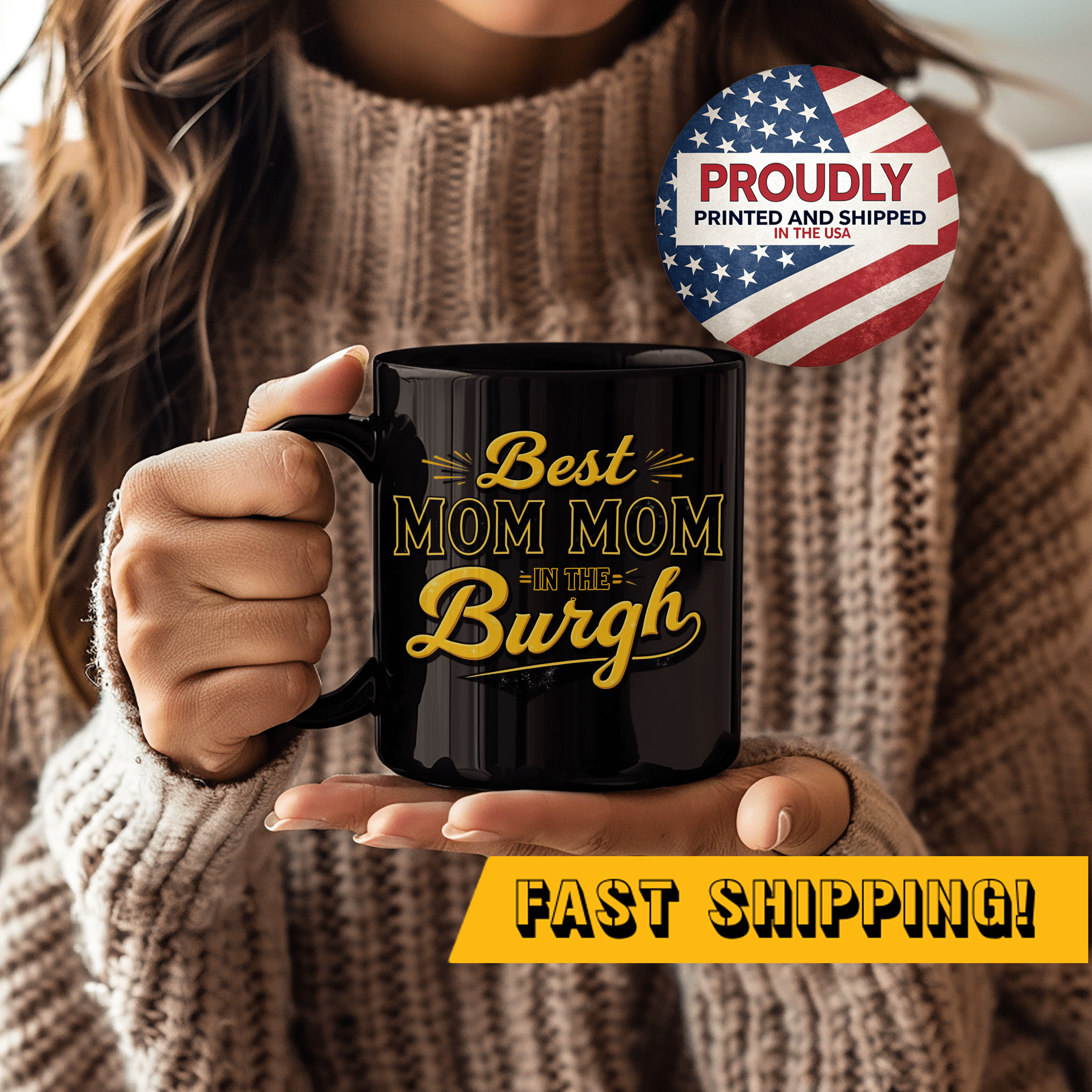 Best Mom Mom in the Burgh coffee mug front view alternate view 6 | Yinzergear