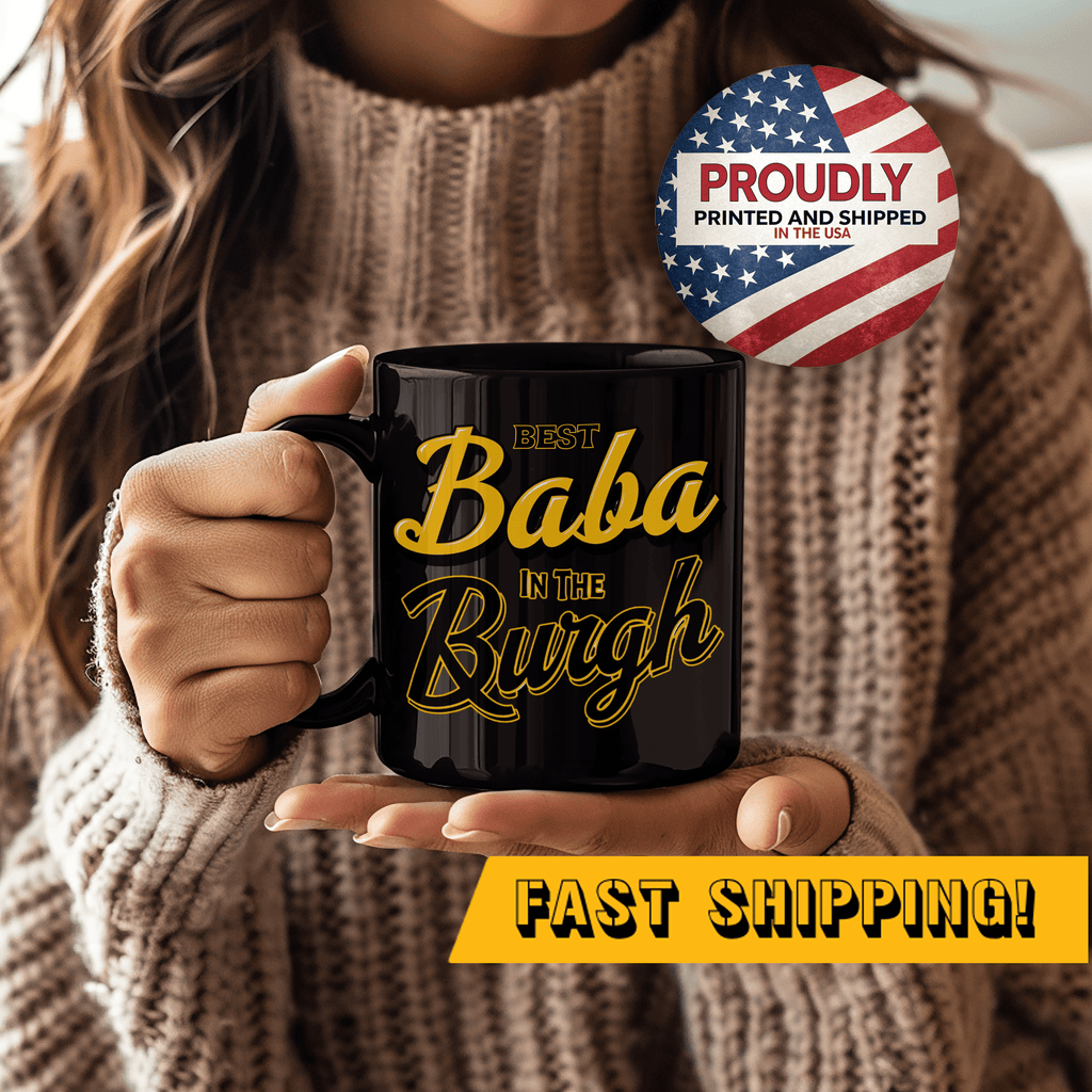 Best Baba in the Burgh coffee mug front view mockup view | Yinzergear