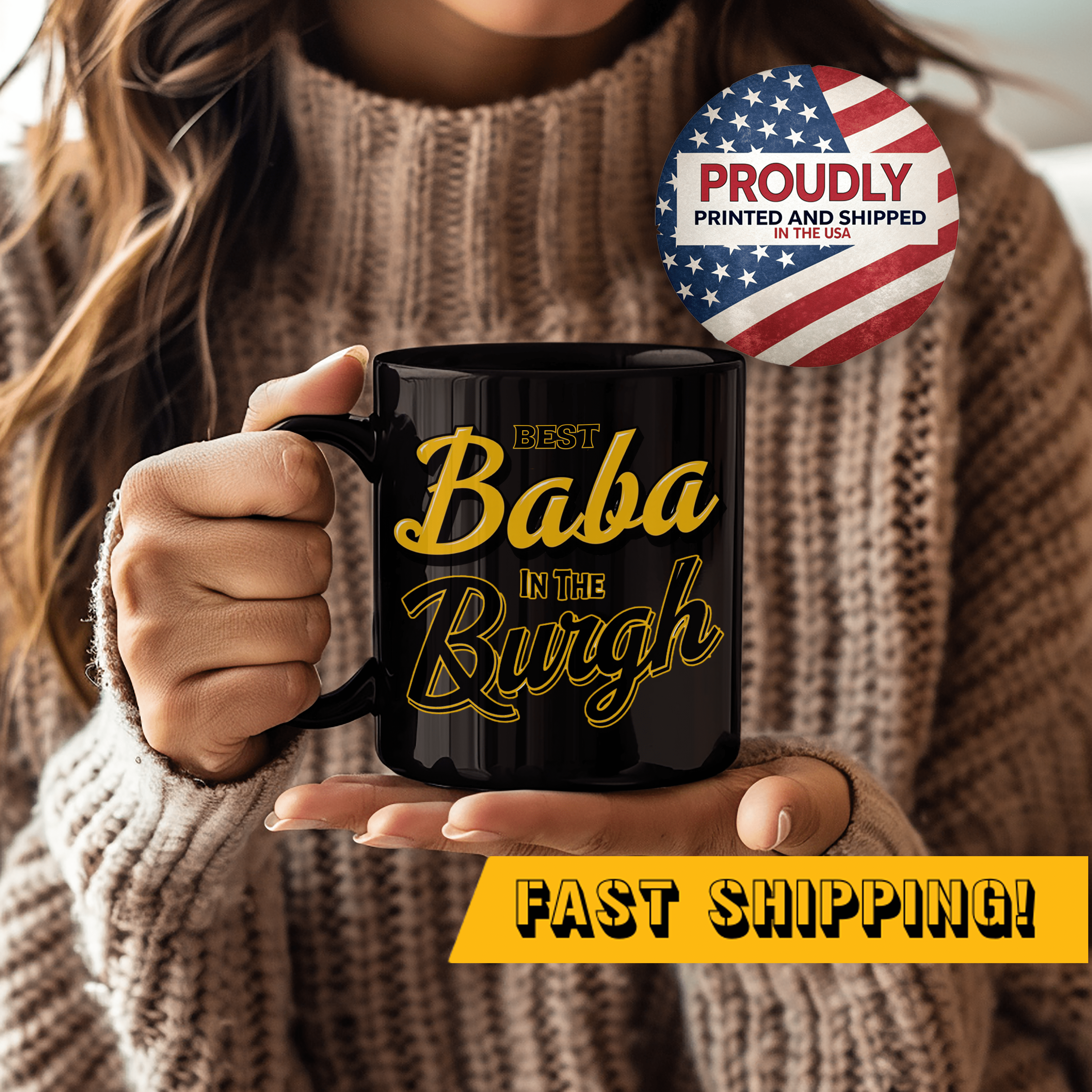 Best Baba in the Burgh coffee mug front view mockup view | Yinzergear