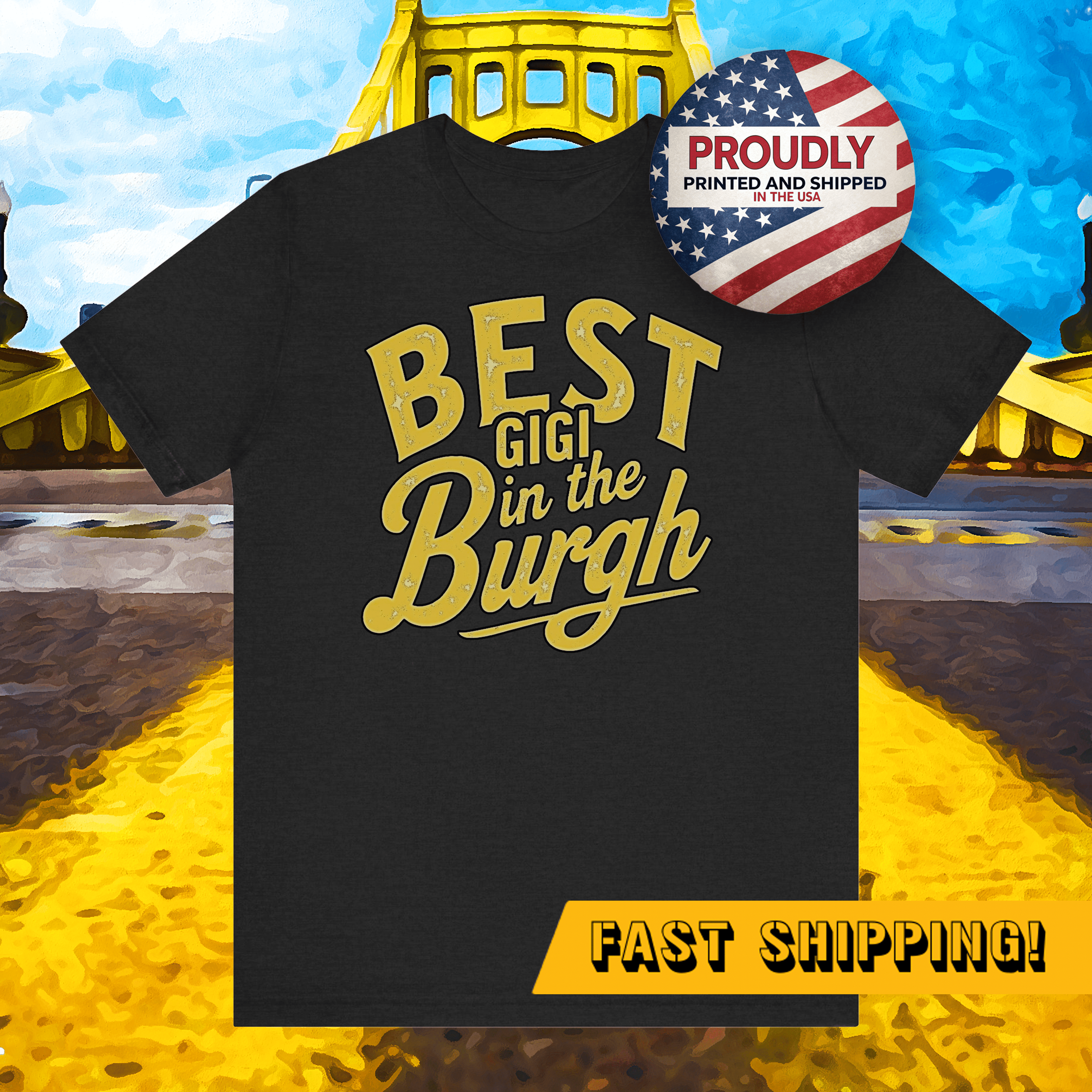 Best Gigi in the Burgh Tri-Blend T-Shirt product image mockup view | Yinzergear