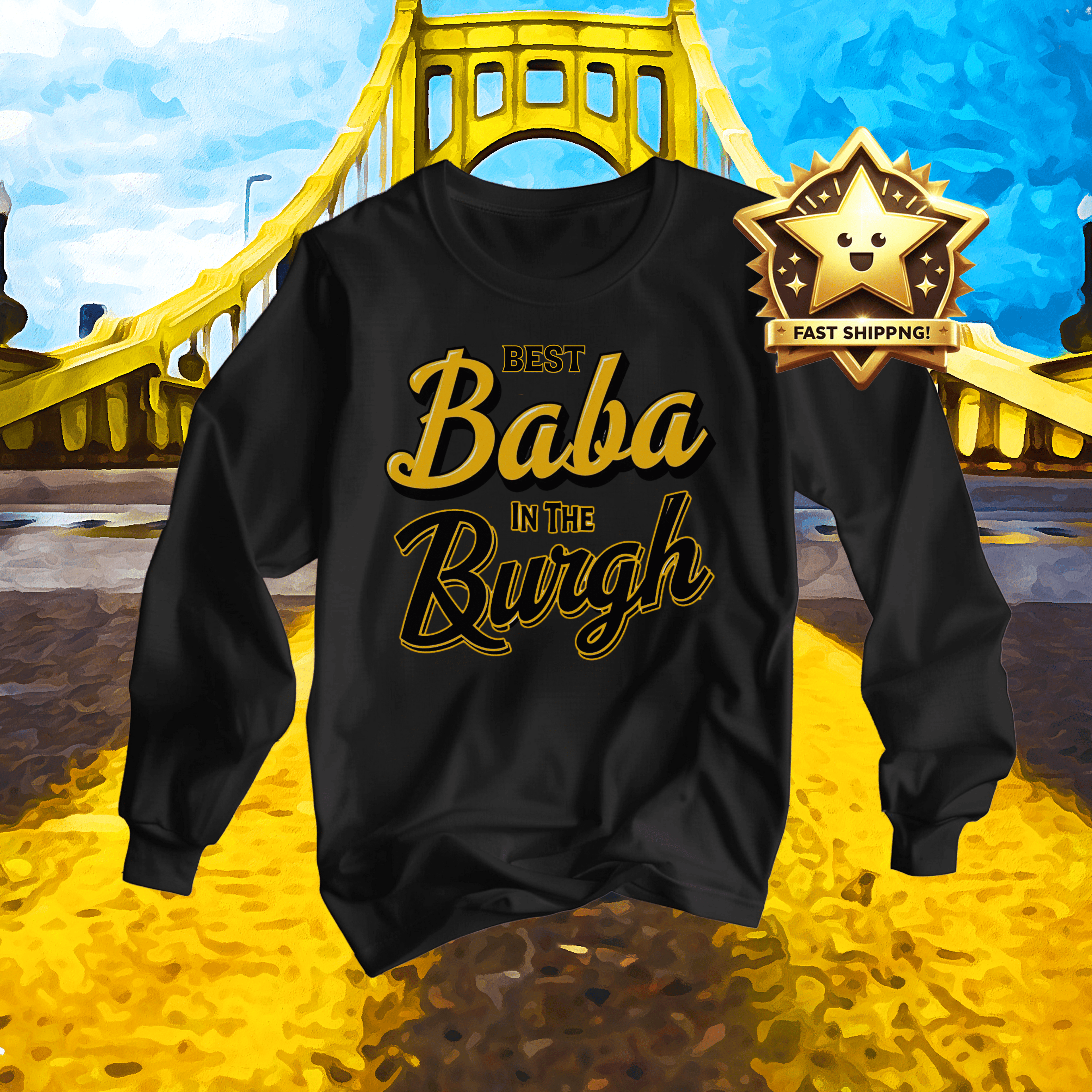 Best Baba in the Burgh Long Sleeve Shirt product image mockup view | Yinzergear