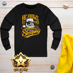 Yinzer Santa Christmas Long Sleeve Shirt Pittsburgh long sleeve shirt product image mockup view | Yinzergear