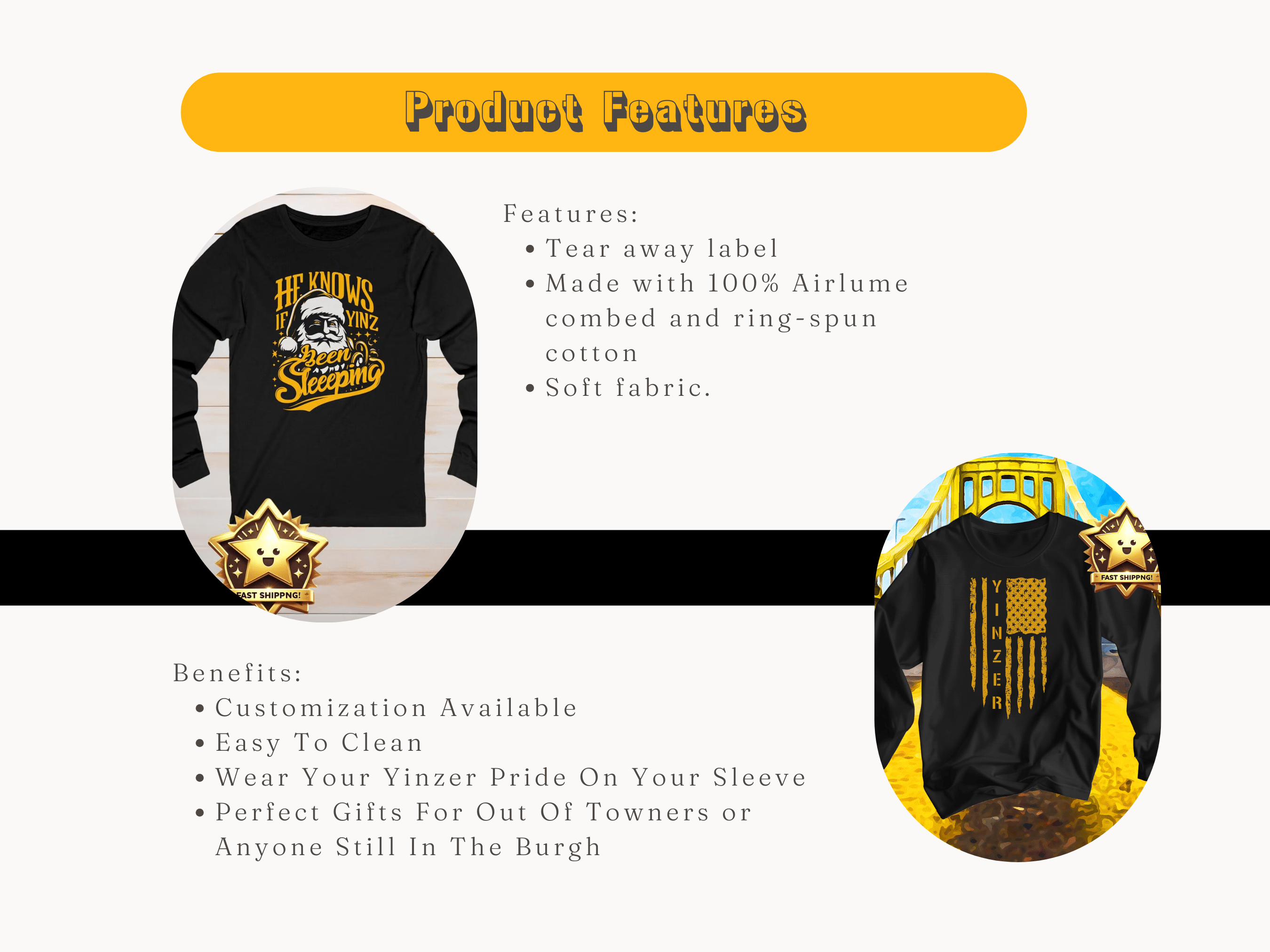 Jeet Jet Pittsburghese Long Sleeve Shirt product image alternate view 4 | Yinzergear