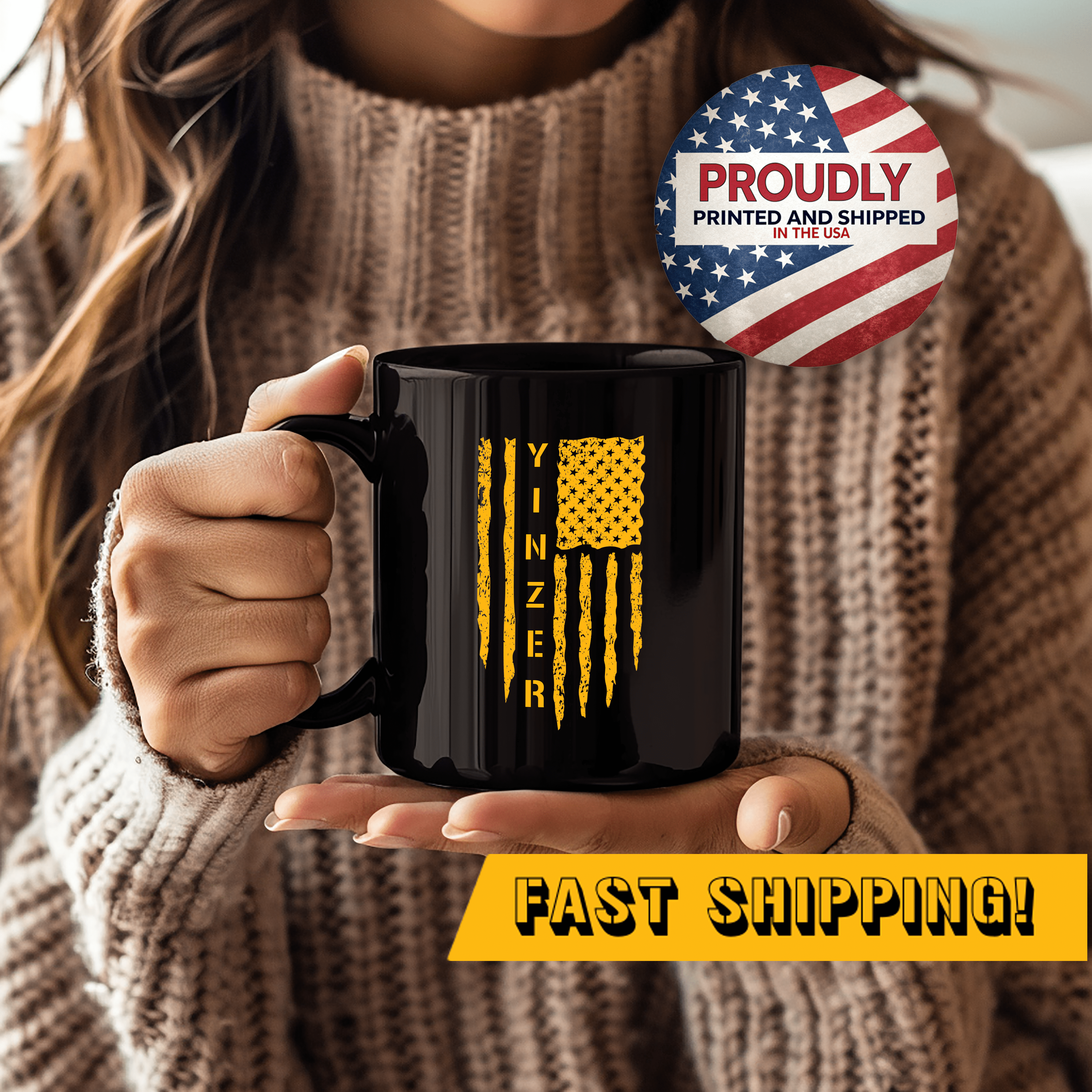 Yinzer Flag Coffee Mug Pittsburgh mug front view alternate view 3 | Yinzergear