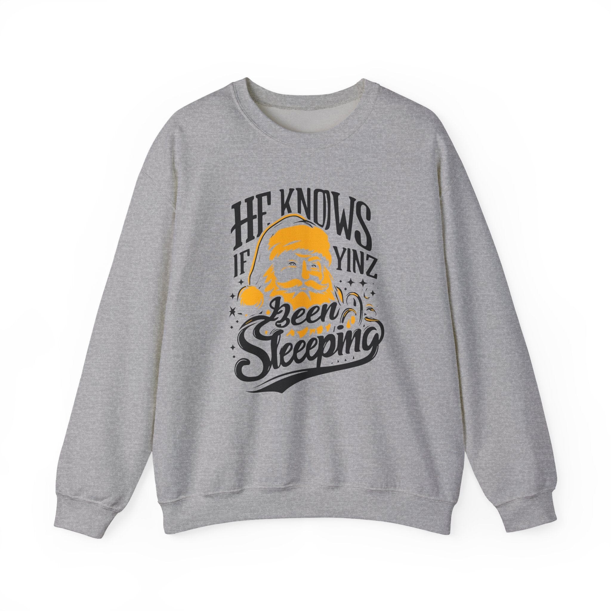 Yinzer Santa Christmas Sweatshirt Pittsburgh sweatshirt on sport gray sweatshirt | Yinzergear
