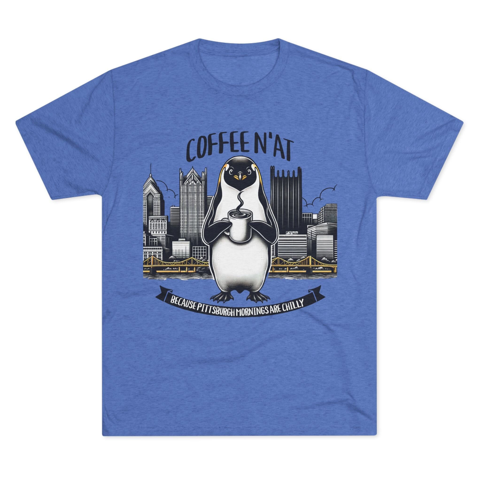 Coffee N’At Tri-Blend T-Shirt Pittsburgh tee on royal tee | Yinzergear