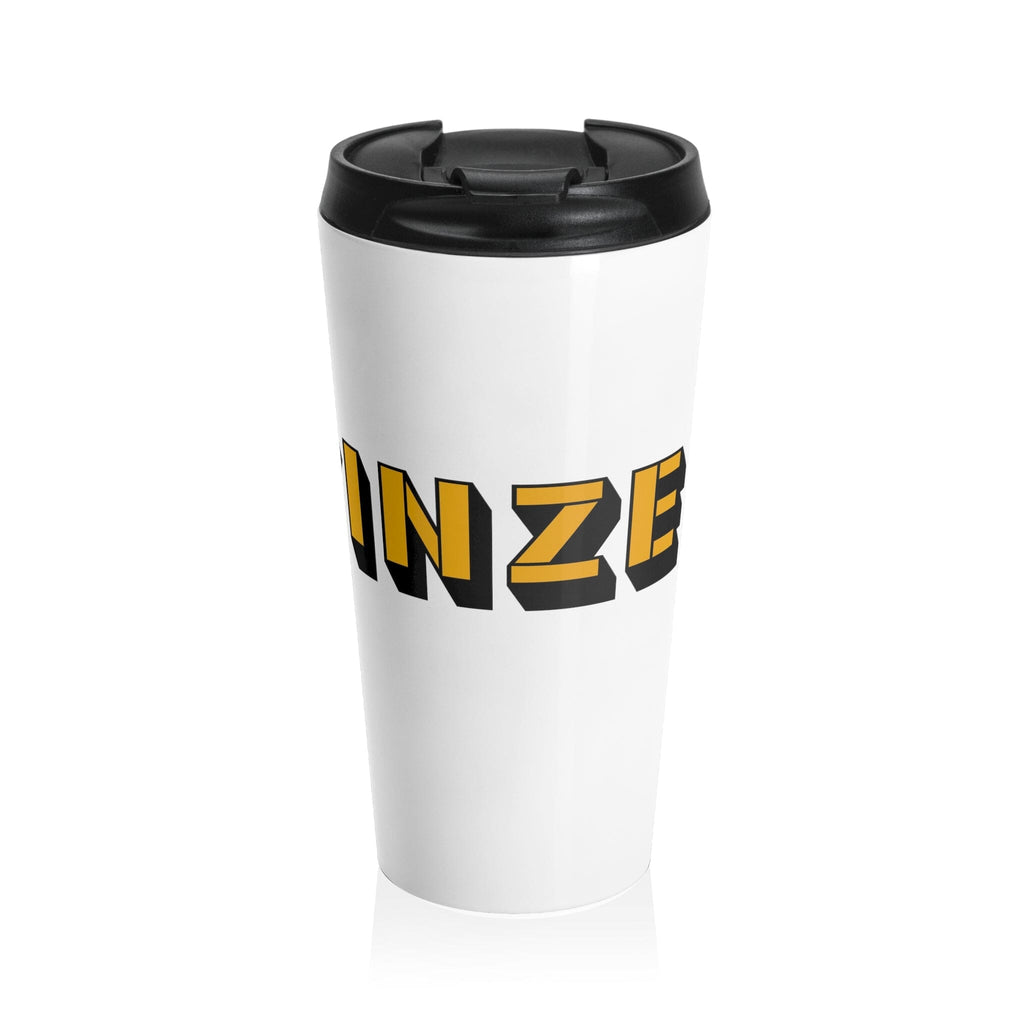 Yinzer Stainless Steel Travel Mug Pittsburgh mug front view | Yinzergear