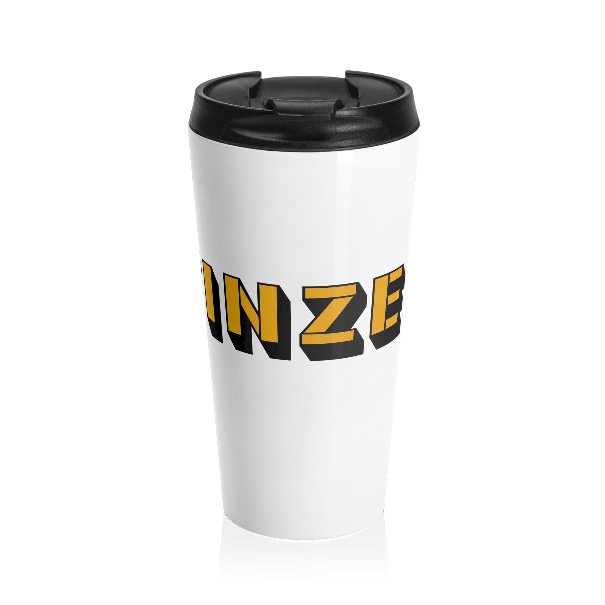 Yinzer Stainless Steel Travel Mug Pittsburgh mug front view | Yinzergear