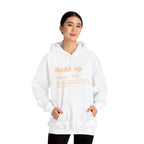 Redd Up Hoodie Pittsburgh hoodie on red hoodie mockup view | Yinzergear