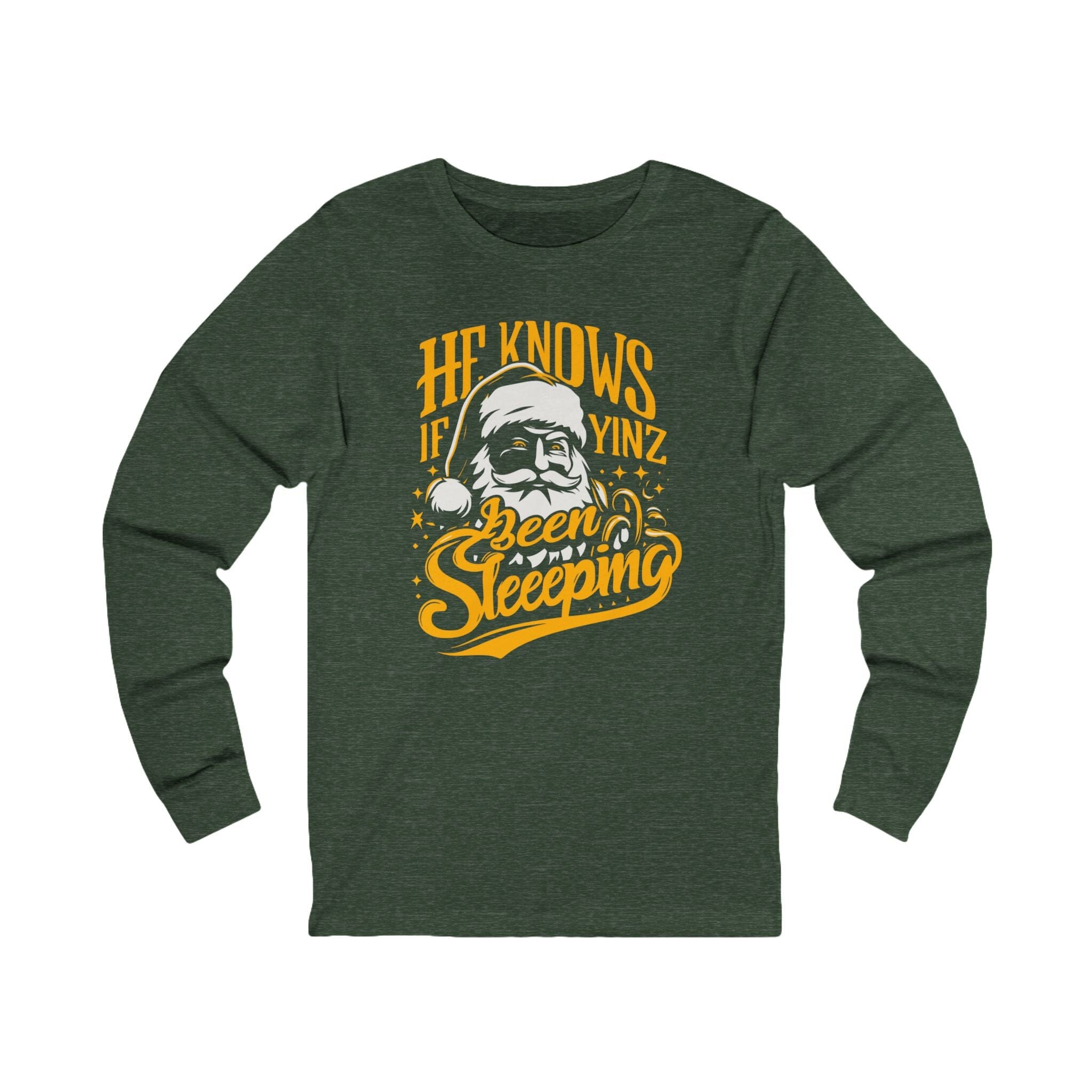 Yinzer Santa Christmas Long Sleeve Shirt Pittsburgh long sleeve shirt on forest long sleeve shirt | Yinzergear
