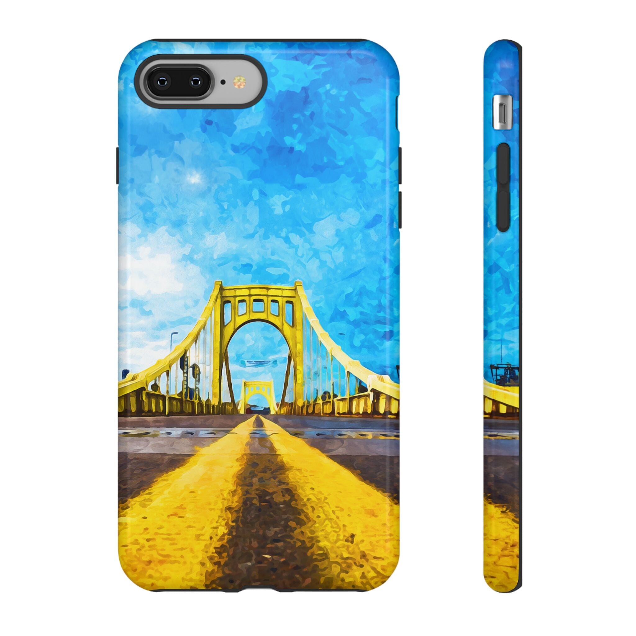 Pittsburgh Bridge Watercolor Tough Phone Case product image alternate view 3 | Yinzergear