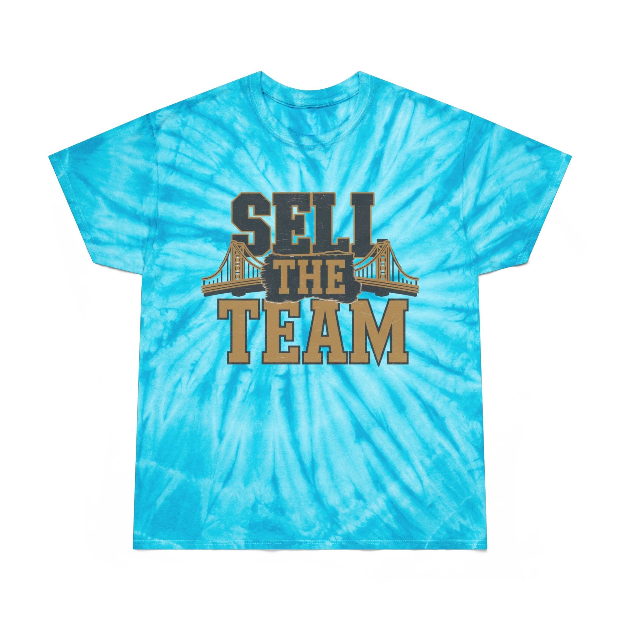 Sell The Team Pittsburgh Baseball Tie-Dye shirt on black tie-dye tee mockup view | Yinzergear