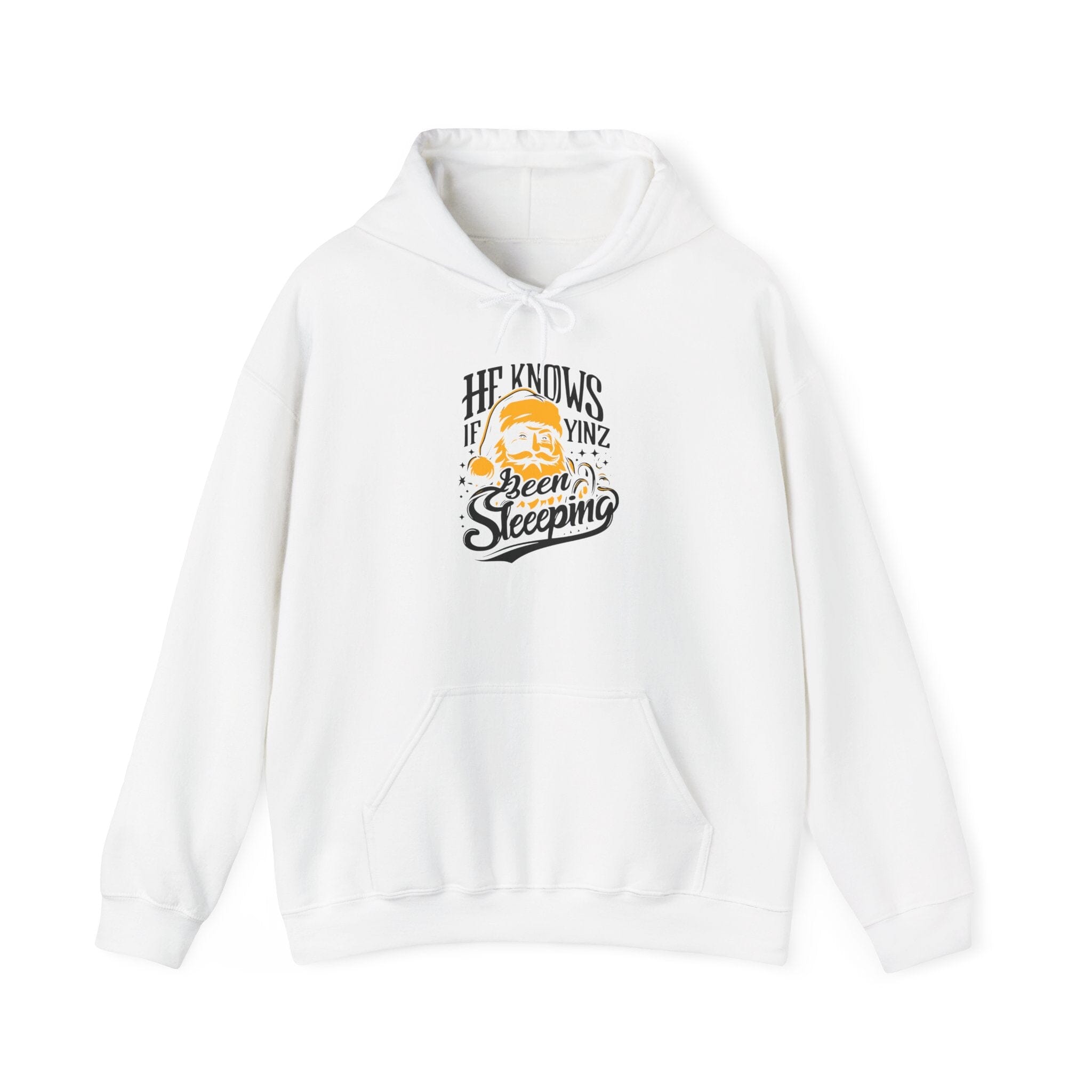 Yinzer Santa Christmas Hoodie Pittsburgh hoodie on white hoodie | Yinzergear