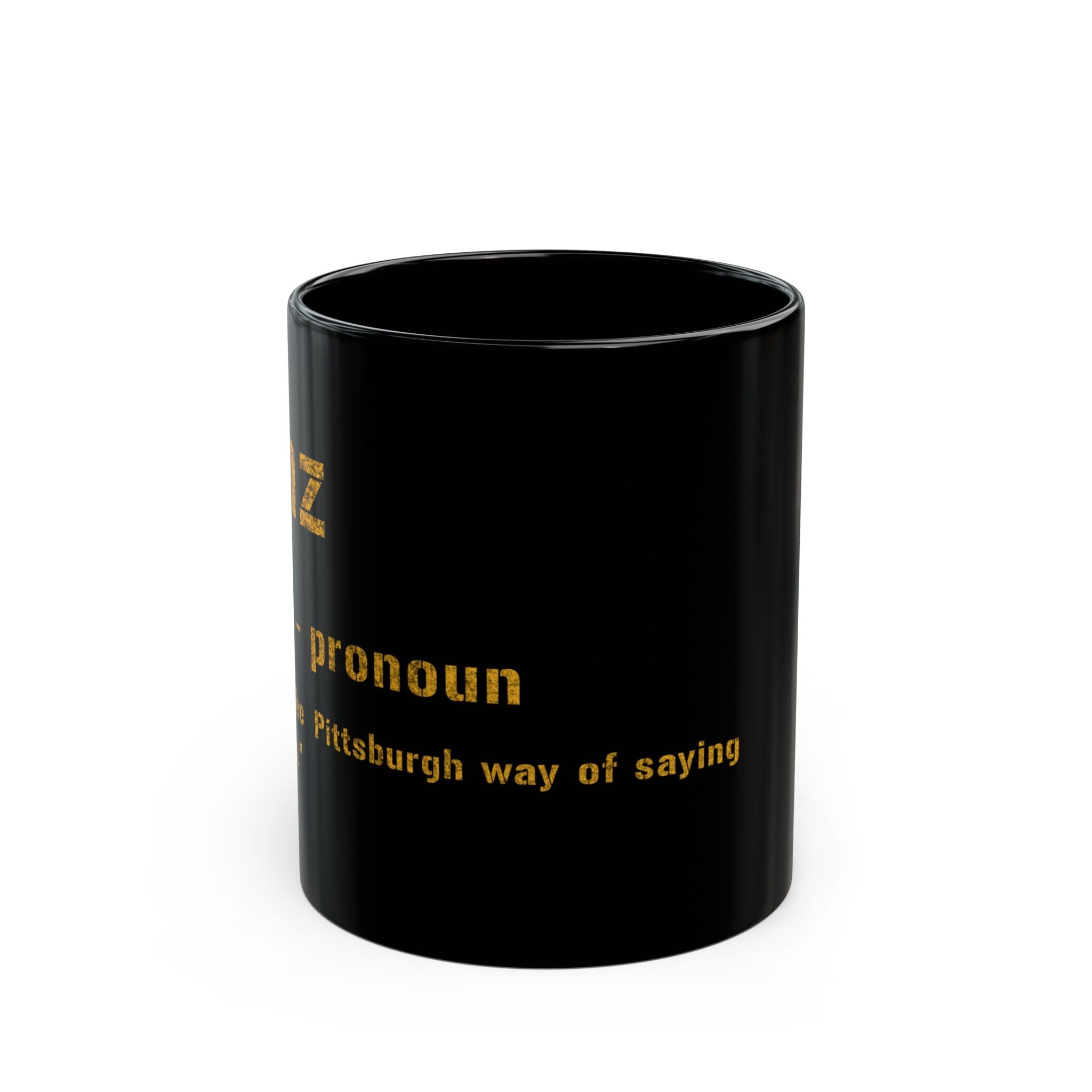 Yinz Pittsburghese definition mug front view mockup view | Yinzergear