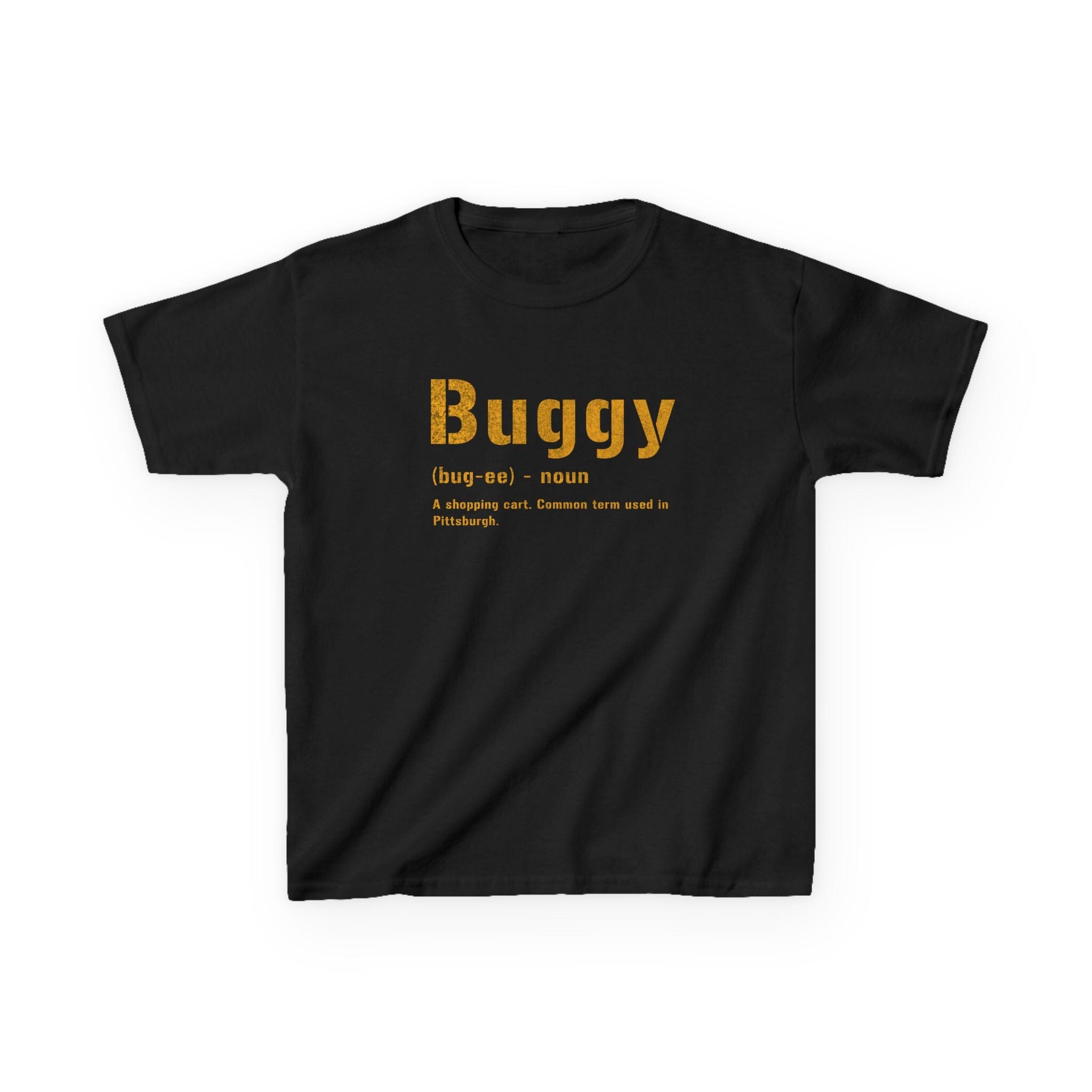 Buggy Pittsburghese kids T-shirt on black kids shirt | Yinzergear