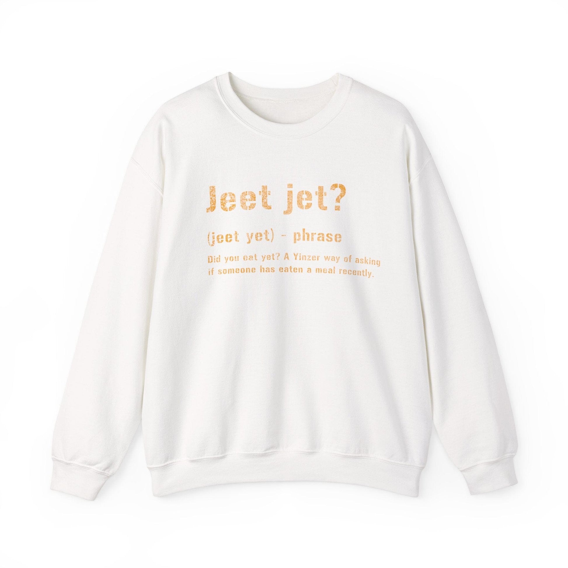 Jeet Jet Pittsburghese Crewneck Sweatshirt – Funny Yinzer Pullover for Cold Weather, Burgh Proud Apparel, Steel City Gift Sweatshirt Printify S White 