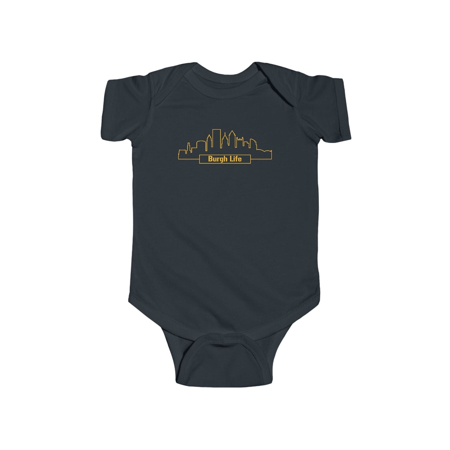 Burgh Life Baby Bodysuit - Pittsburgh Skyline Onesie Kids clothes Yinzergear Black NB (0-3M) 