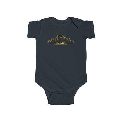 Burgh Life Baby Bodysuit - Pittsburgh Skyline Onesie Kids clothes Yinzergear Black NB (0-3M) 